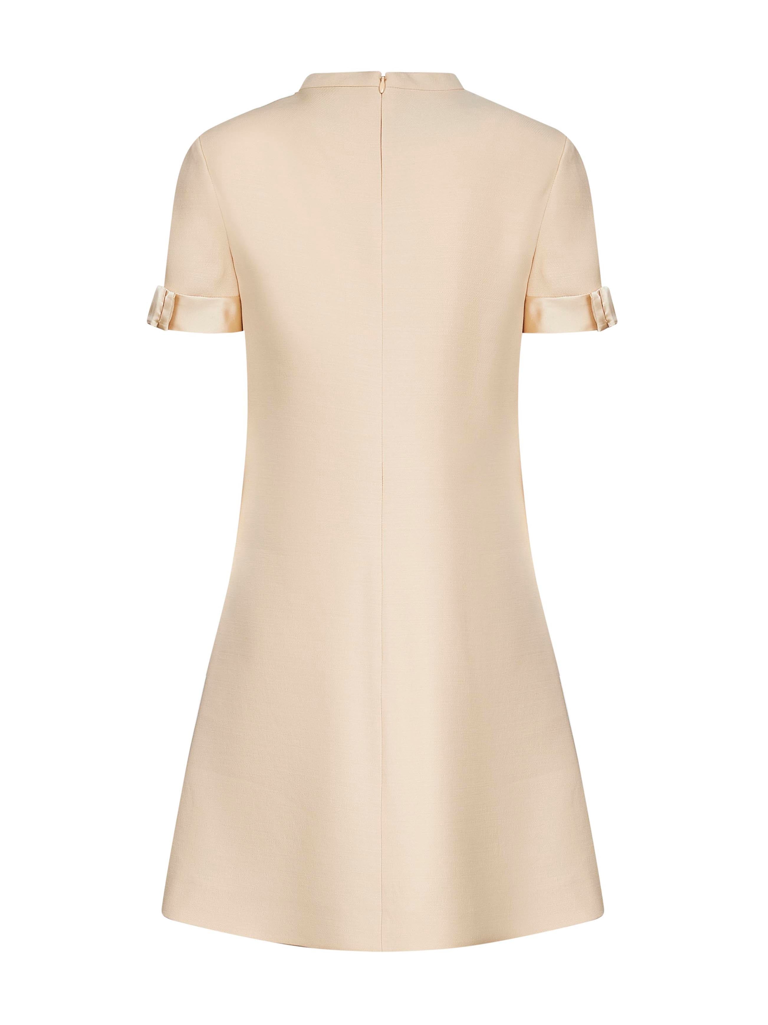 Valentino Women Beige Crepe Couture Short Dress With Bows
