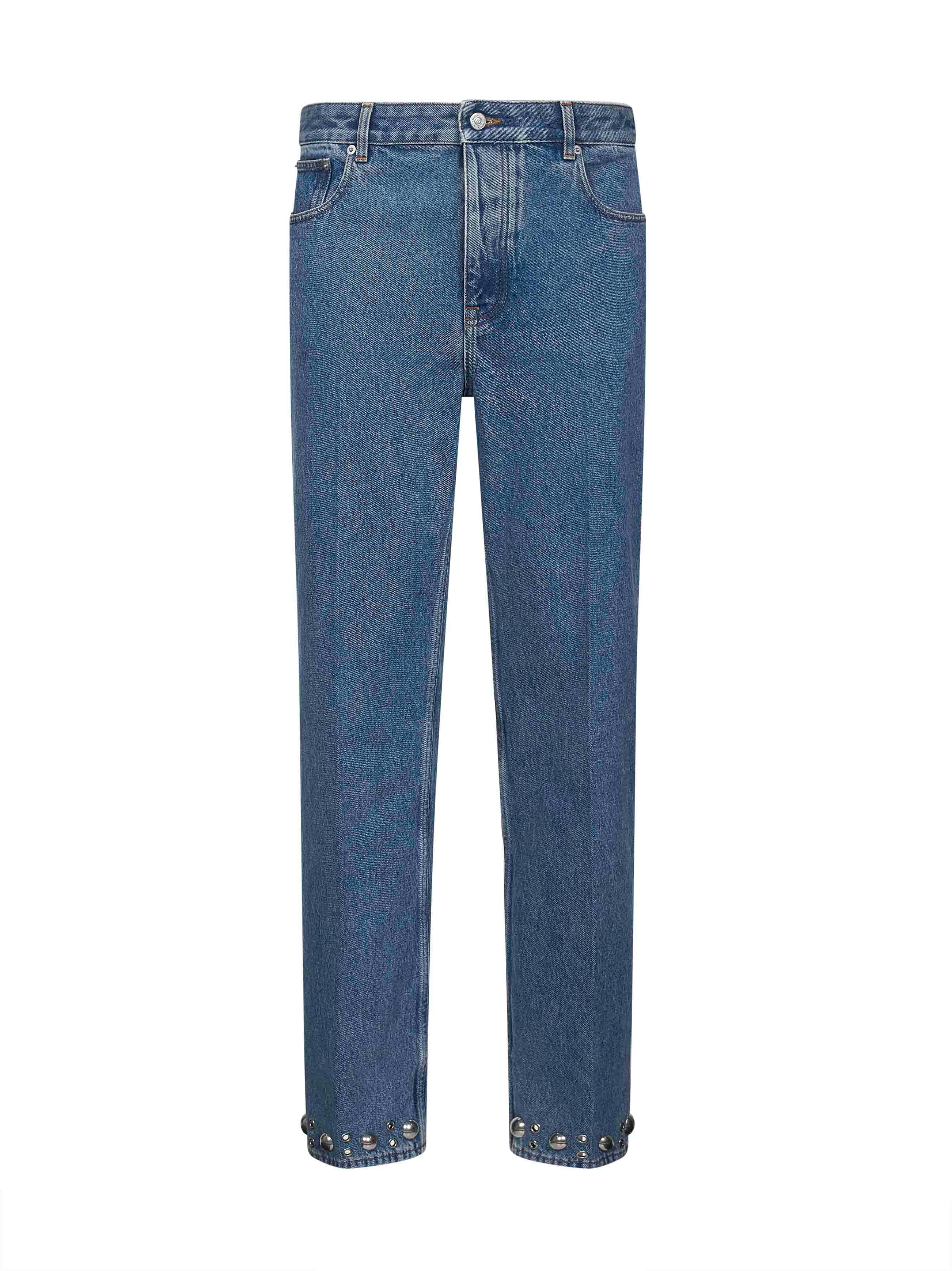 Valentino Men Blue Denim Jeans With Cabochons