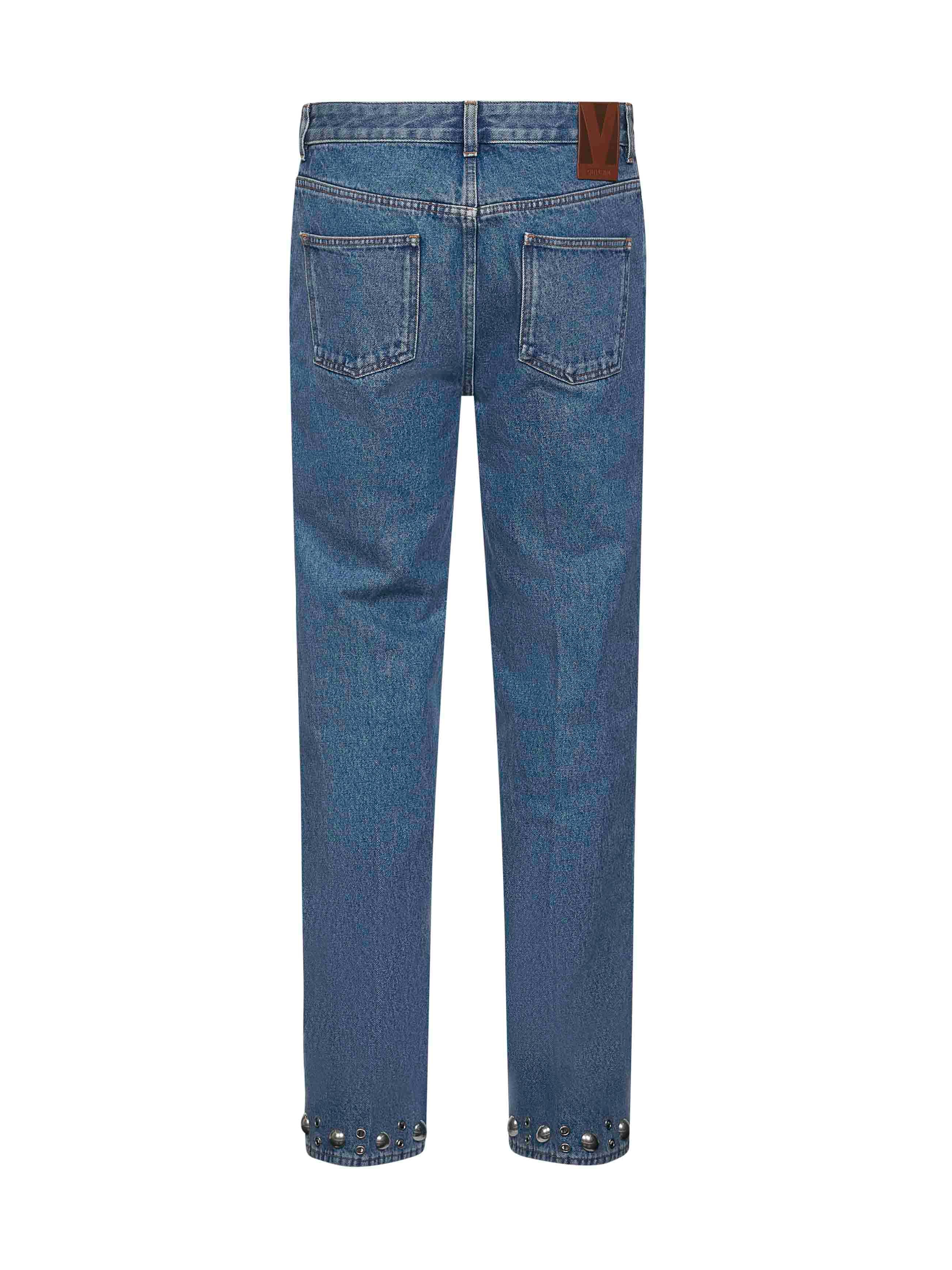 Valentino Men Blue Denim Jeans With Cabochons