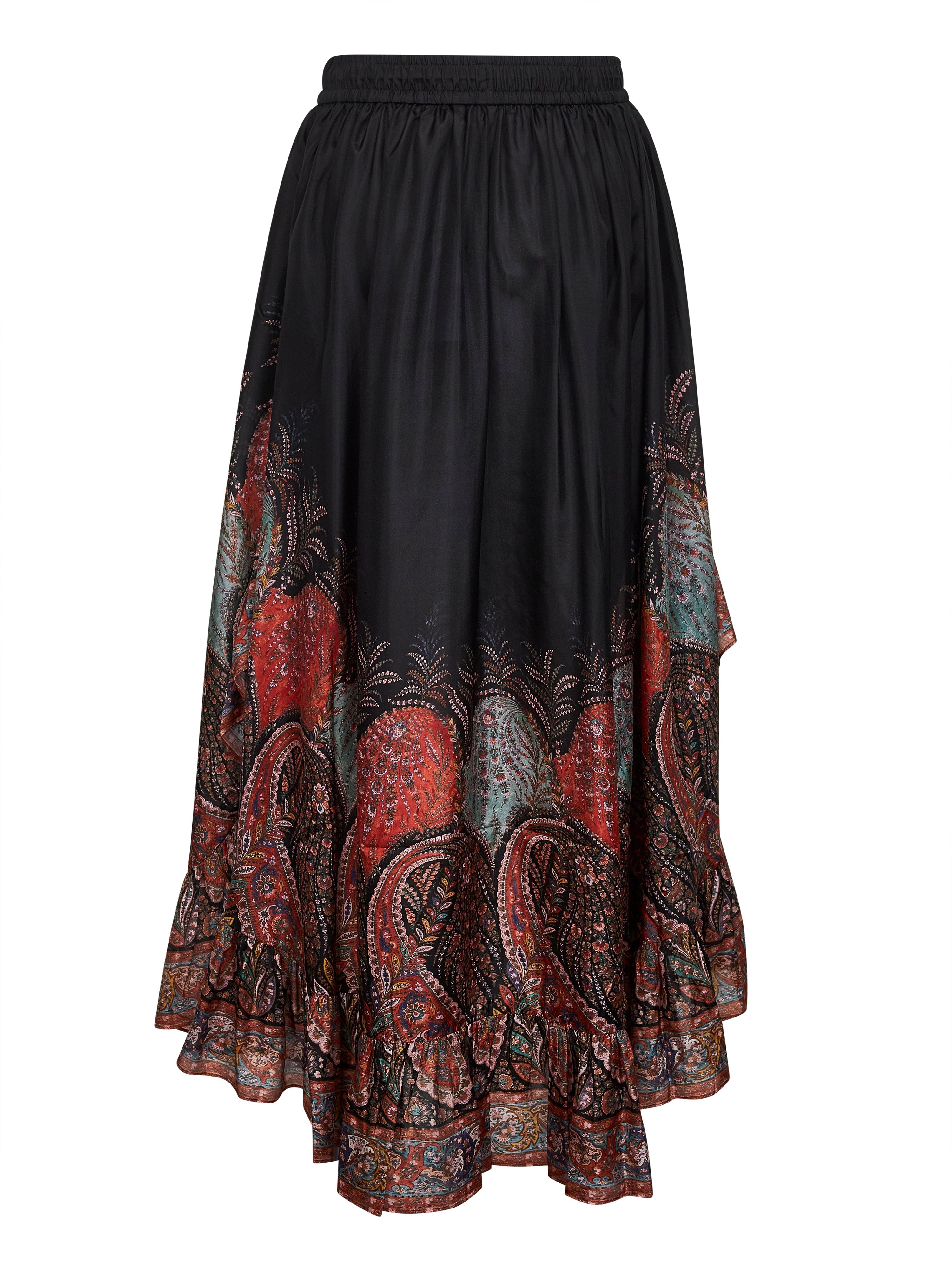 Zimmermann Women Black Paisley Habotai Silk Rhiannon Maxi Skirt