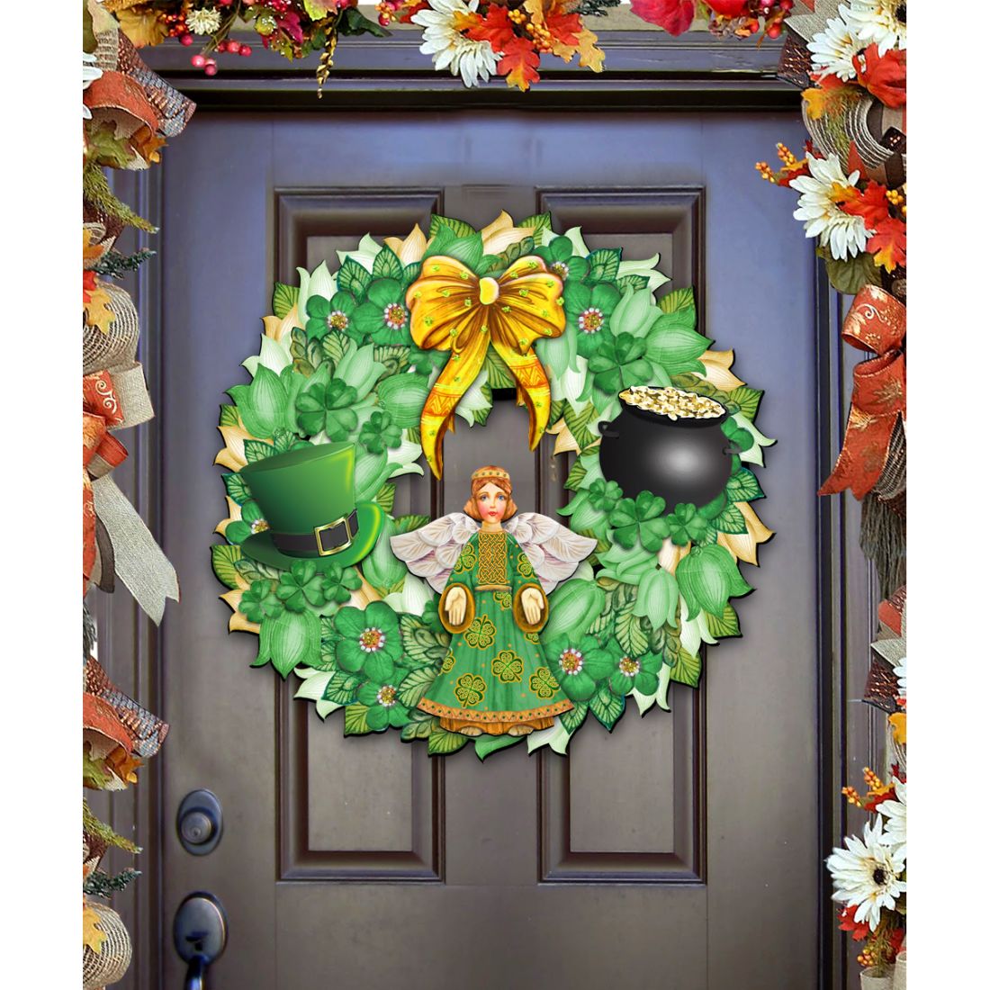 St Patrick's Day Wreath Irish Holiday Door Decor by G. DeBrekht - Celtic Decor - 8185318H