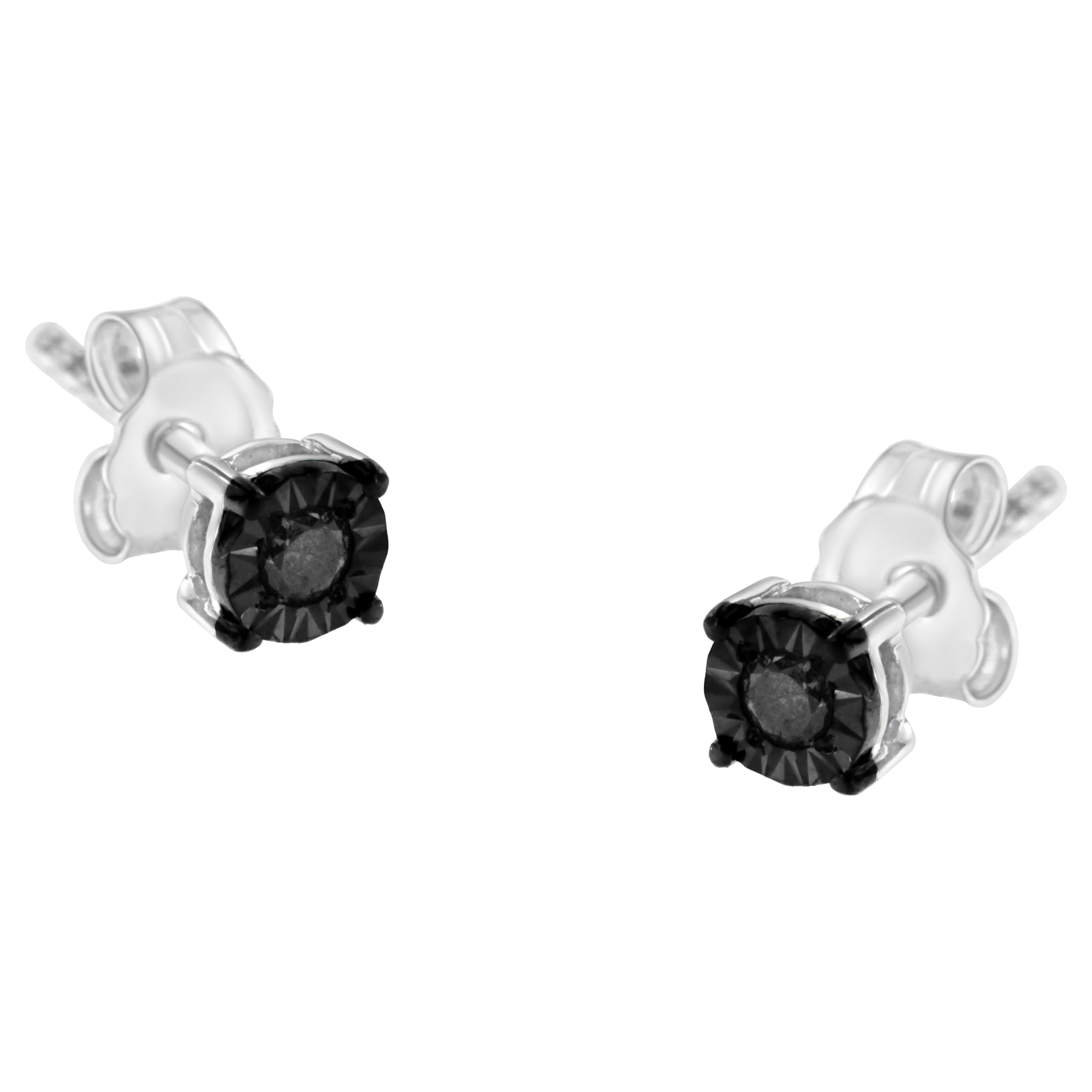.925 Sterling Silver Classic 1/10Cttw Diamond Stud Earrings (Choice Of Diamonds)