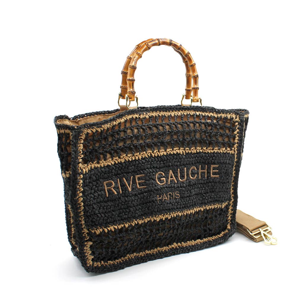 RIVE GAUCHE woven tote with bamboo handles