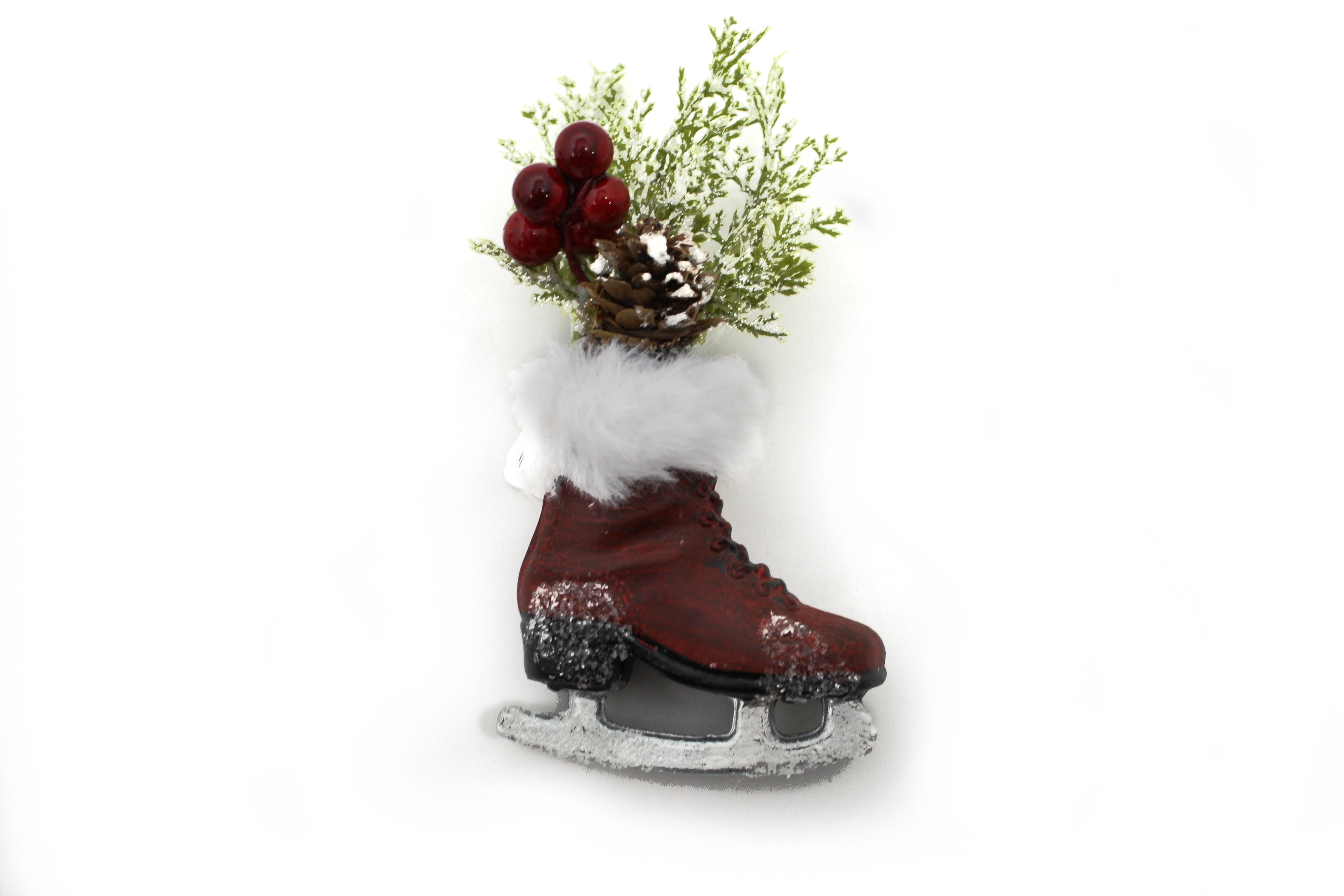 6 Inch Skate with Floral Accent -  Pinecone