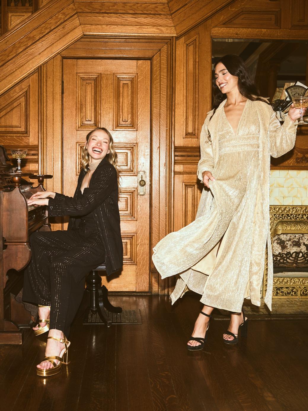 Estelle Dress - Gold Shimmer Crinkle