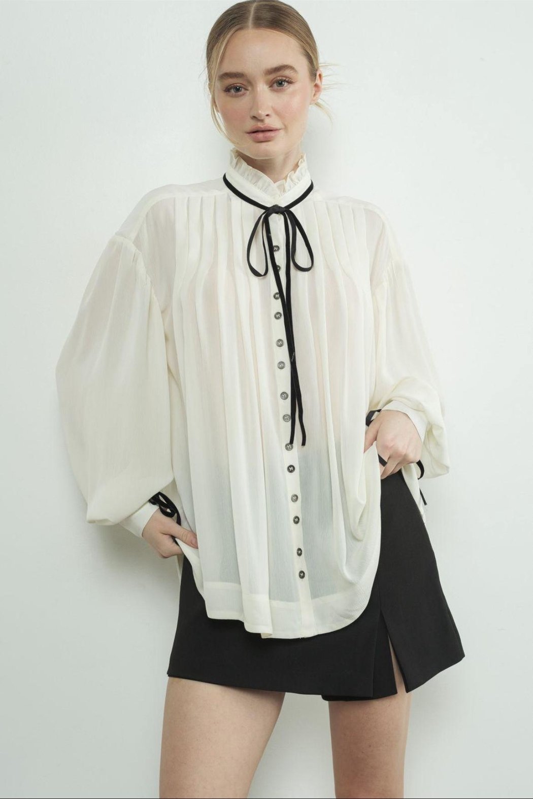 Sheer Pintuck Blouse