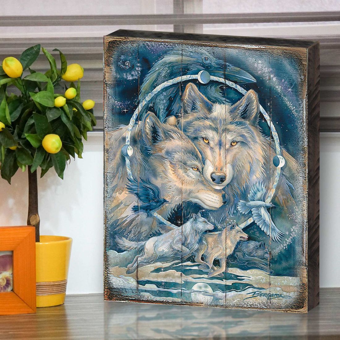 In Spirit I Am Free Wolves & Ravens Wooden Wall Art by J. Bergsma - Nature Wildlife Decor  - 8592723BP-JB