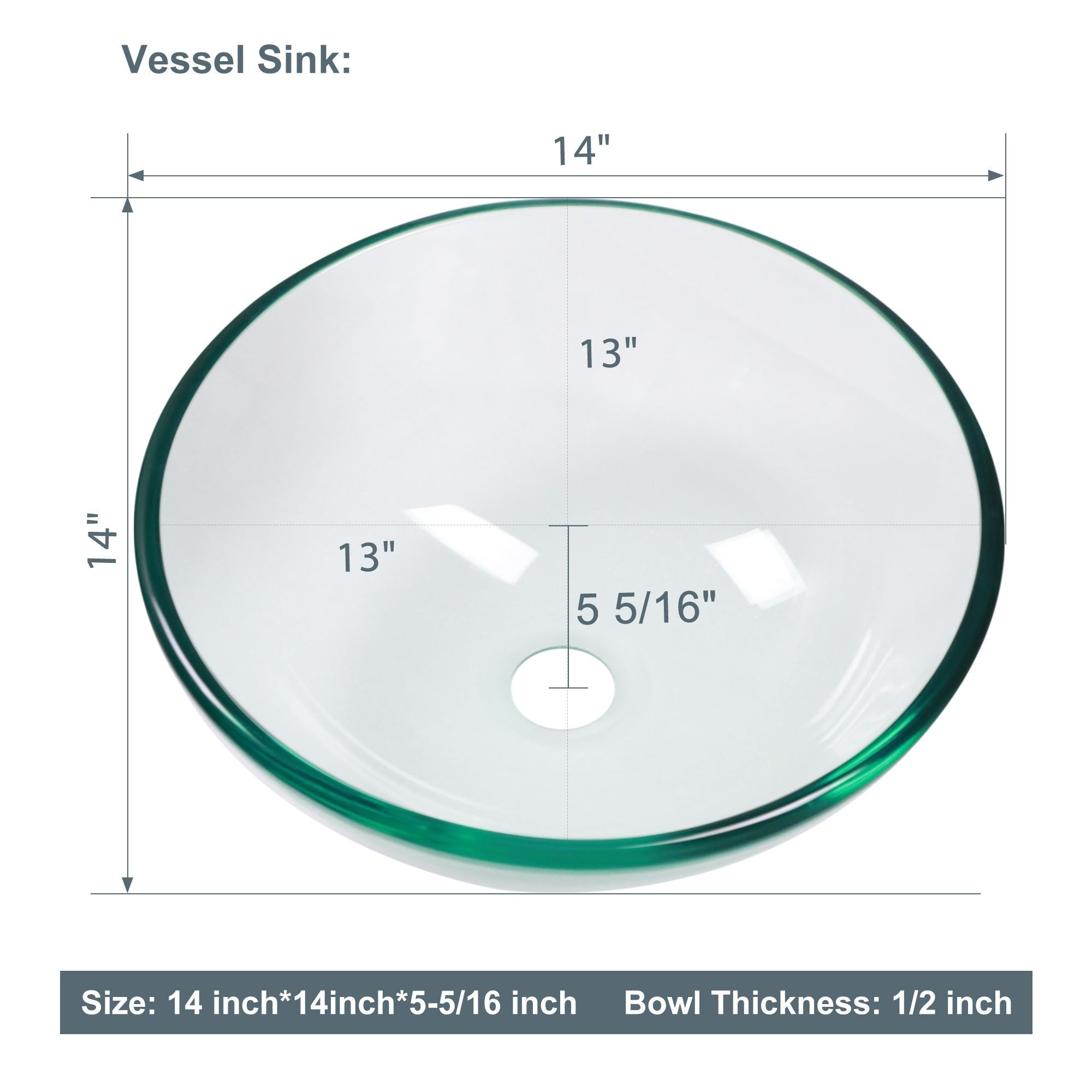 Above Counter Artistic Tempered Glass Bathroom Sink Transparent Counter Top Bathroom Single Bowl Vessel Basin