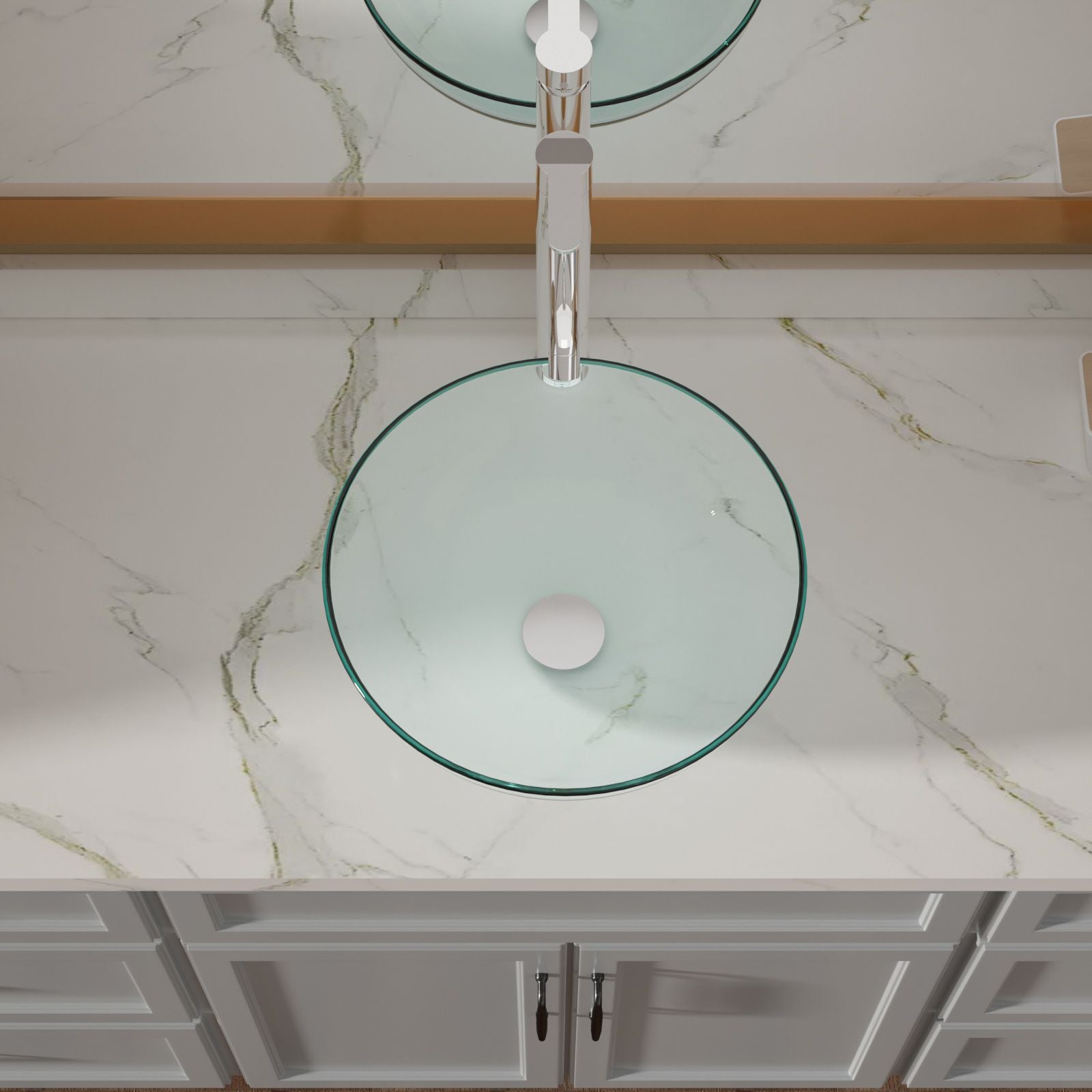 Above Counter Artistic Tempered Glass Bathroom Sink Transparent Counter Top Bathroom Single Bowl Vessel Basin