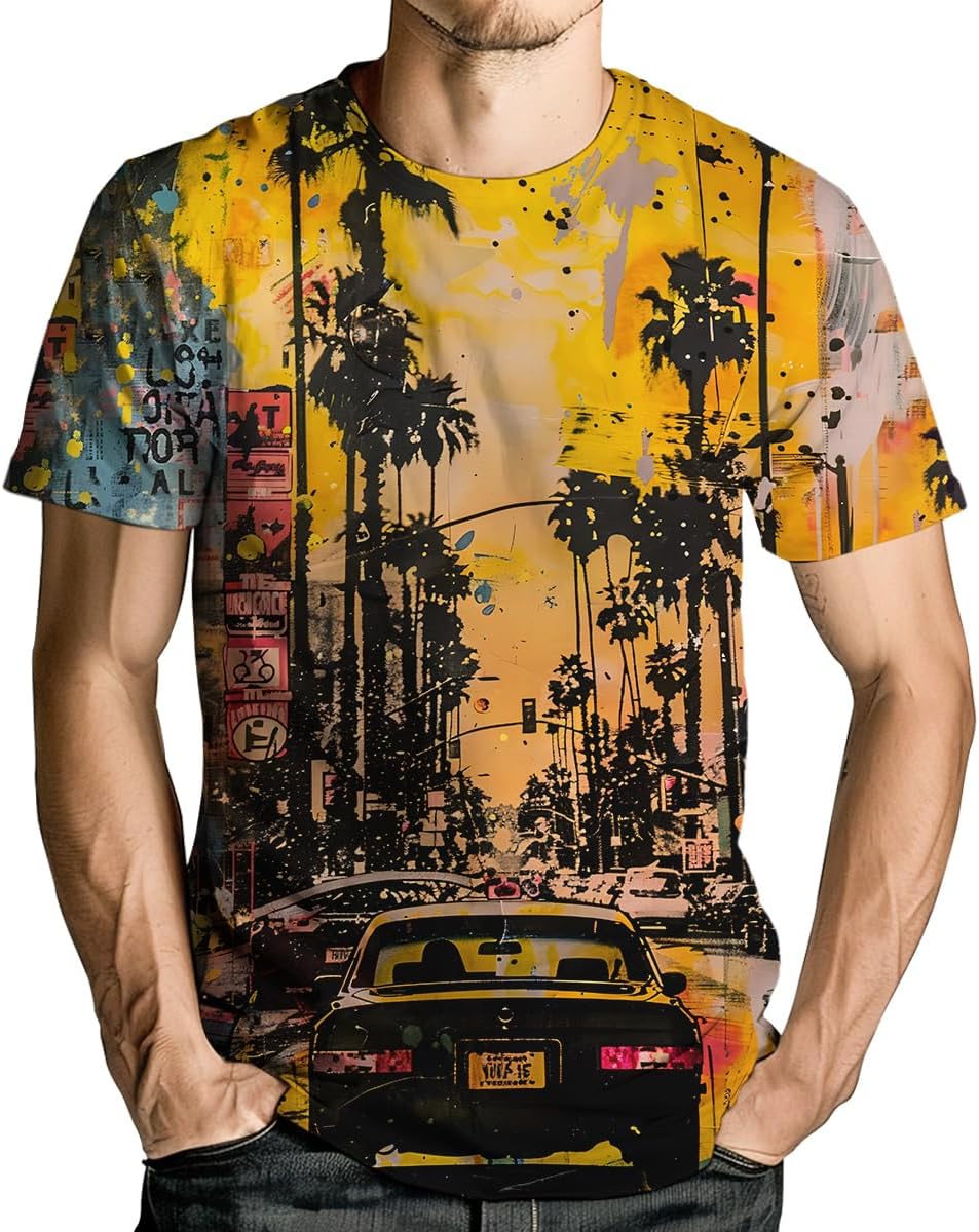 Abstract Art Shirt Men Street Graffiti Tshirts Women Hawaii Vacation Shirt Tee