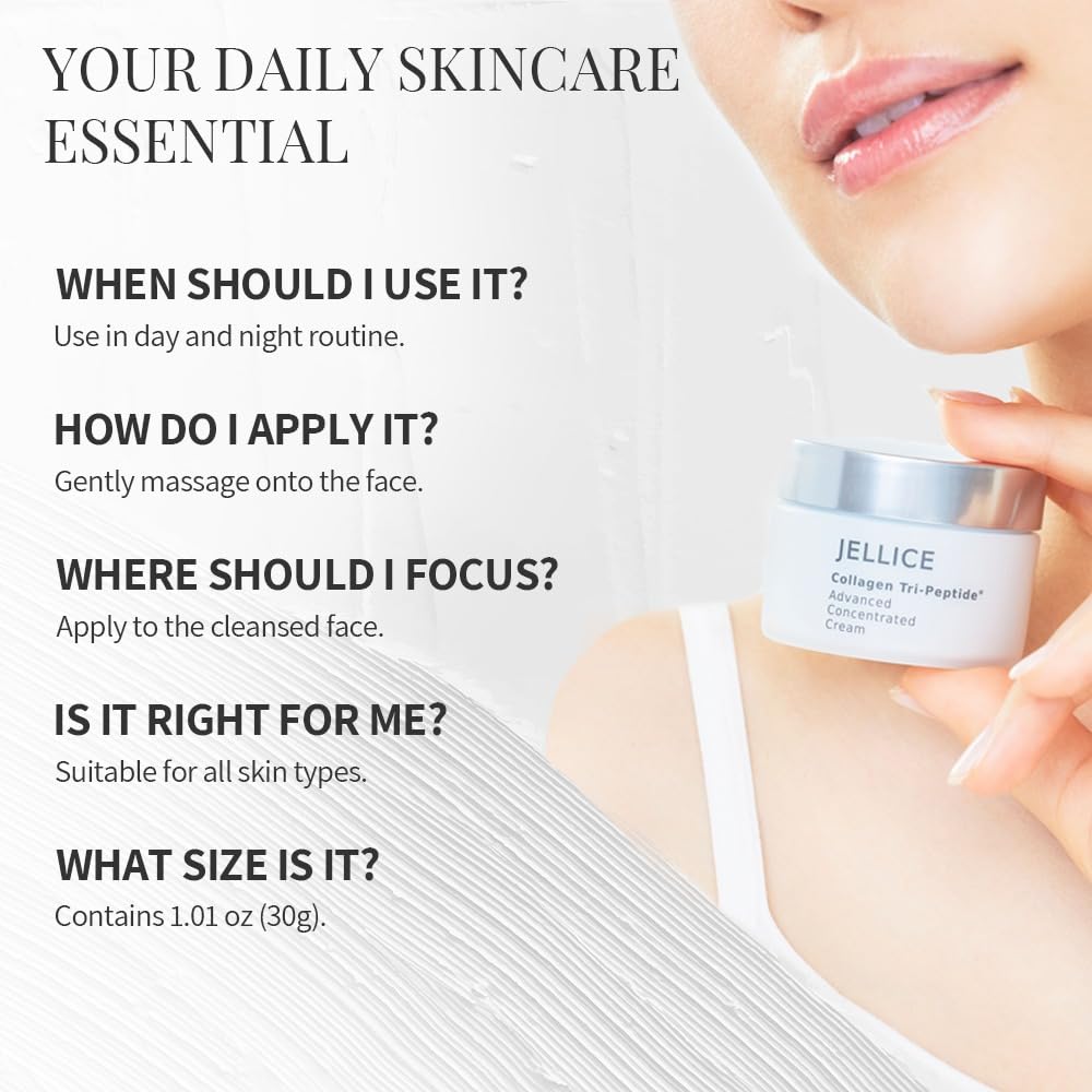 Advanced Concentrated Collagen Face Cream - Face Moisturizer for Women of All Skin Types with Collagen Tripeptides for Enhanced Hydration & Elasticity - Japanese Cosmetics - 1.01 oz