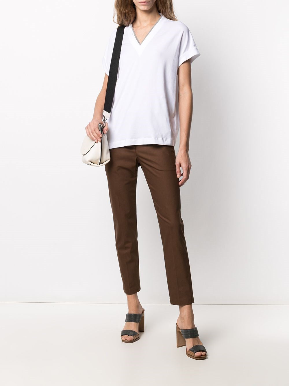 Brunello Cucinelli Women T-Shirt With `Precious` Neckline