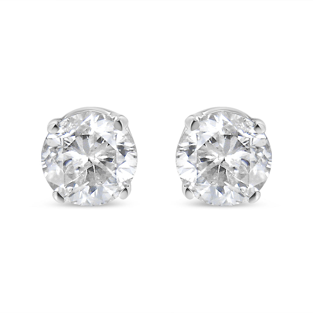 14K White Gold 5/8 Cttw Round Brilliant-Cut Lab Grown Diamond Classic 4-Prong Push back Stud Earrings (F-G Color, VS1-VS2 Clarity)