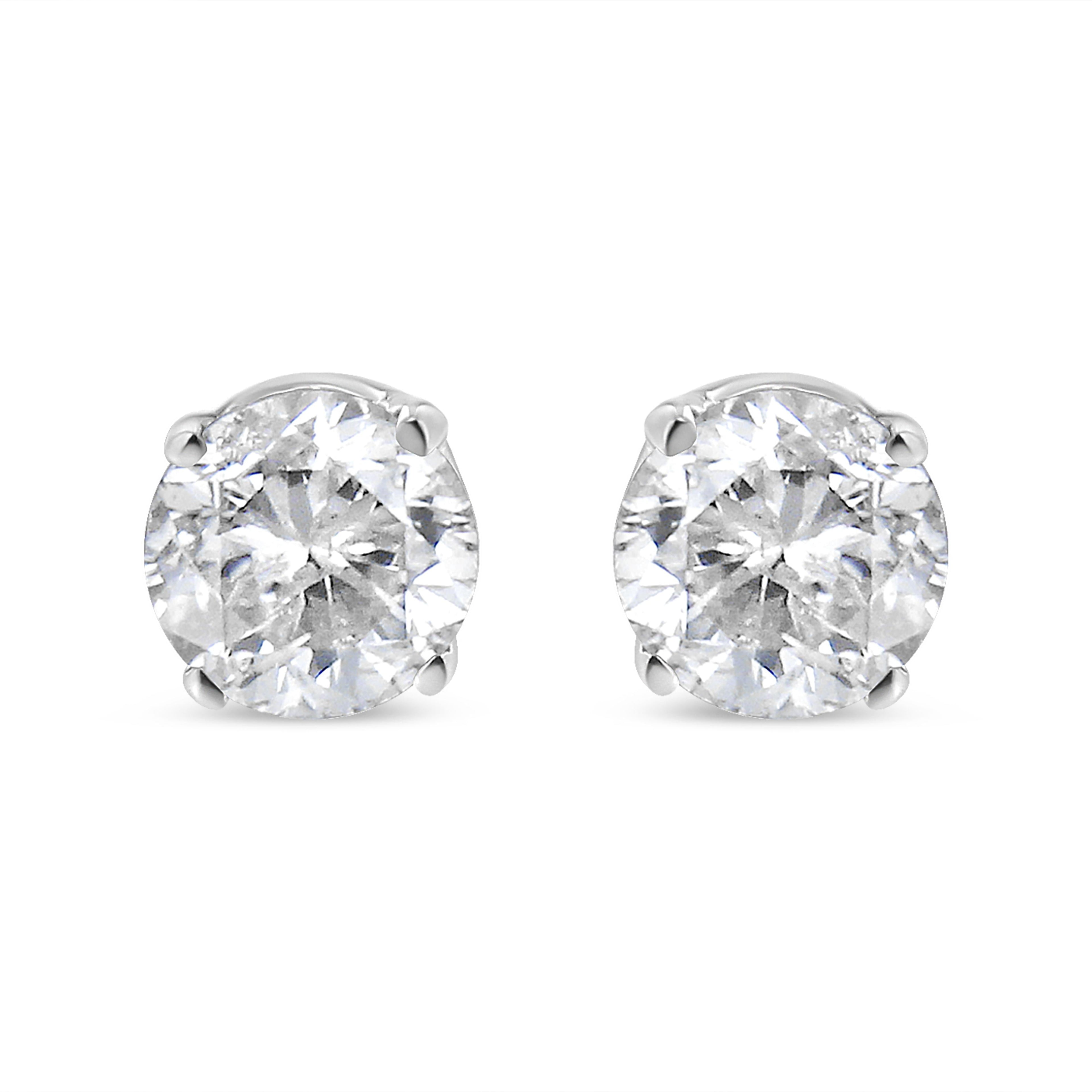 14K White Gold 5/8 Cttw Round Brilliant-Cut Lab Grown Diamond Classic 4-Prong Push back Stud Earrings (F-G Color, VS1-VS2 Clarity)