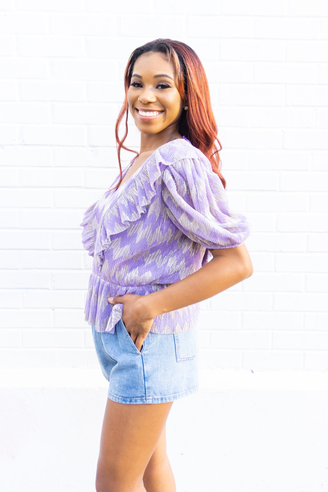 "Agatha" Lurex Pleated blouse