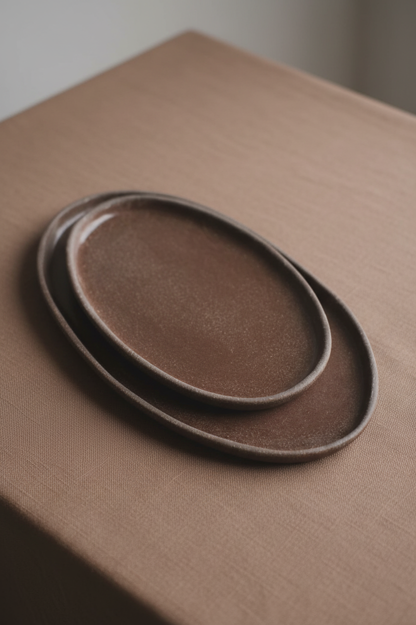 Handmade Stoneware Oval Serving Platter "Pumpernikel"