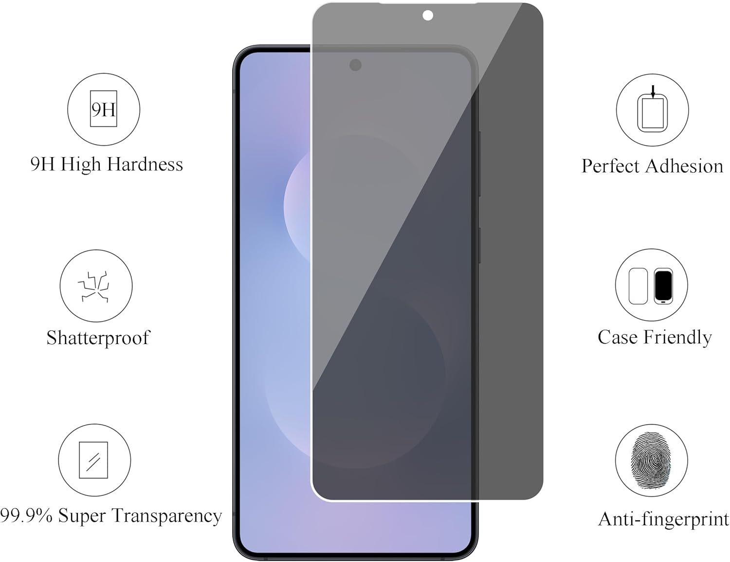 Ailun 3 Pack Privacy Screen Protector for Galaxy S25 Edge [6.7 inch] + 3 Pack Camera Lens Protector, Anti Spy Private Tempered Glass Film, Case Friendly, [9H Hardness] - HD [6 Pack]