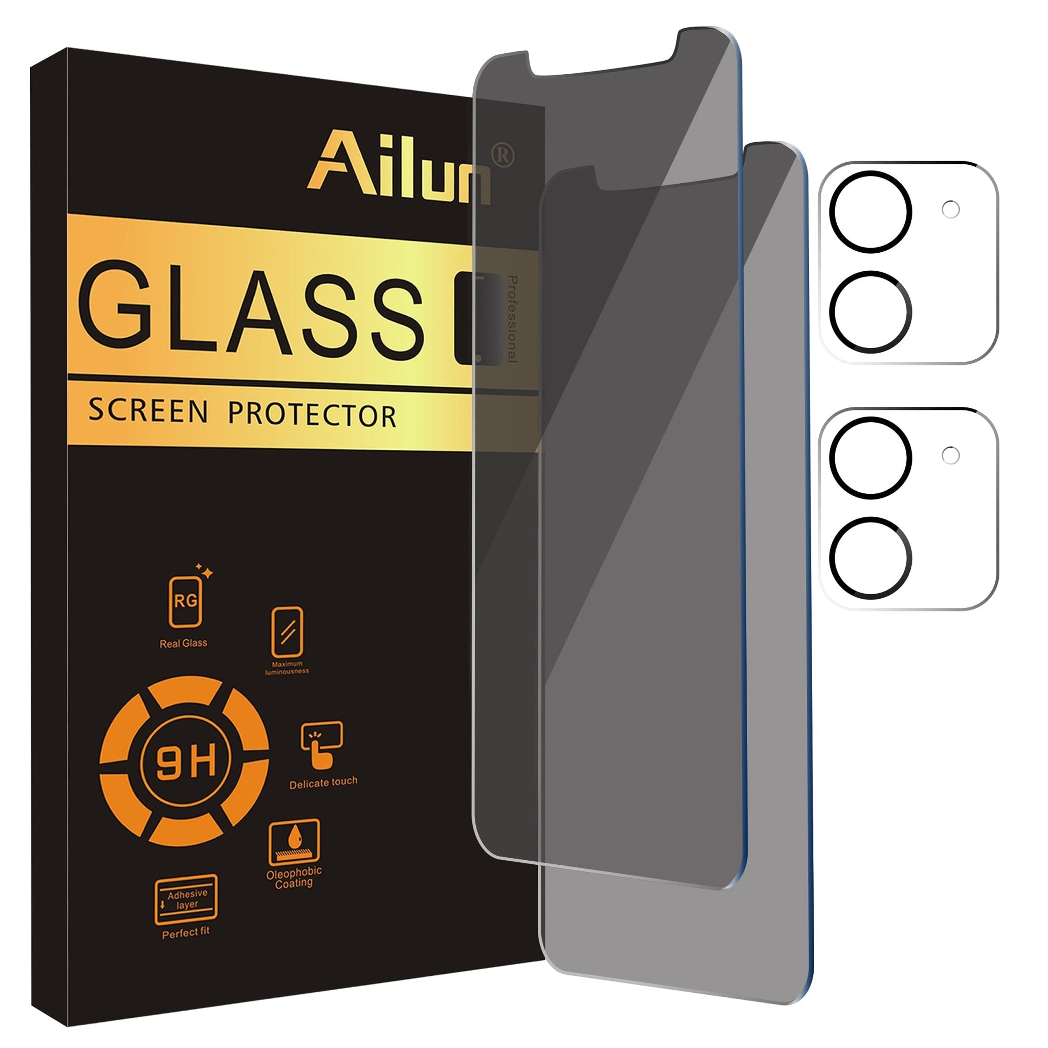 Ailun 3 Pack Privacy Screen Protector for iPhone 16 Pro Max [6.9 inch]+ 3 Pack Camera Lens Protector,Dynamic Island Compatible,Anti Spy Tempered Glass[9H Hardness]-HD
