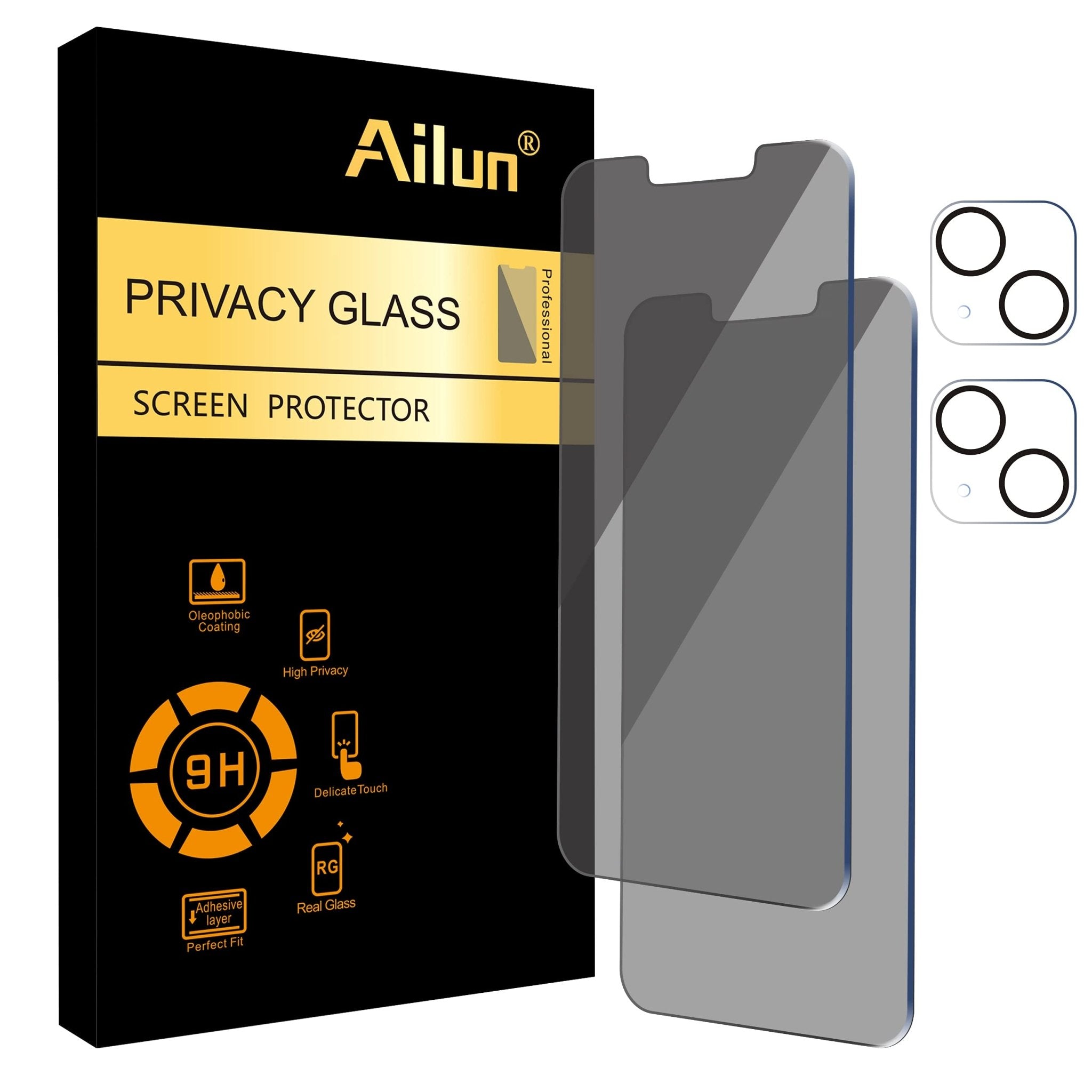 Ailun 3 Pack Privacy Screen Protector for iPhone 16 Pro Max [6.9 inch]+ 3 Pack Camera Lens Protector,Dynamic Island Compatible,Anti Spy Tempered Glass[9H Hardness]-HD
