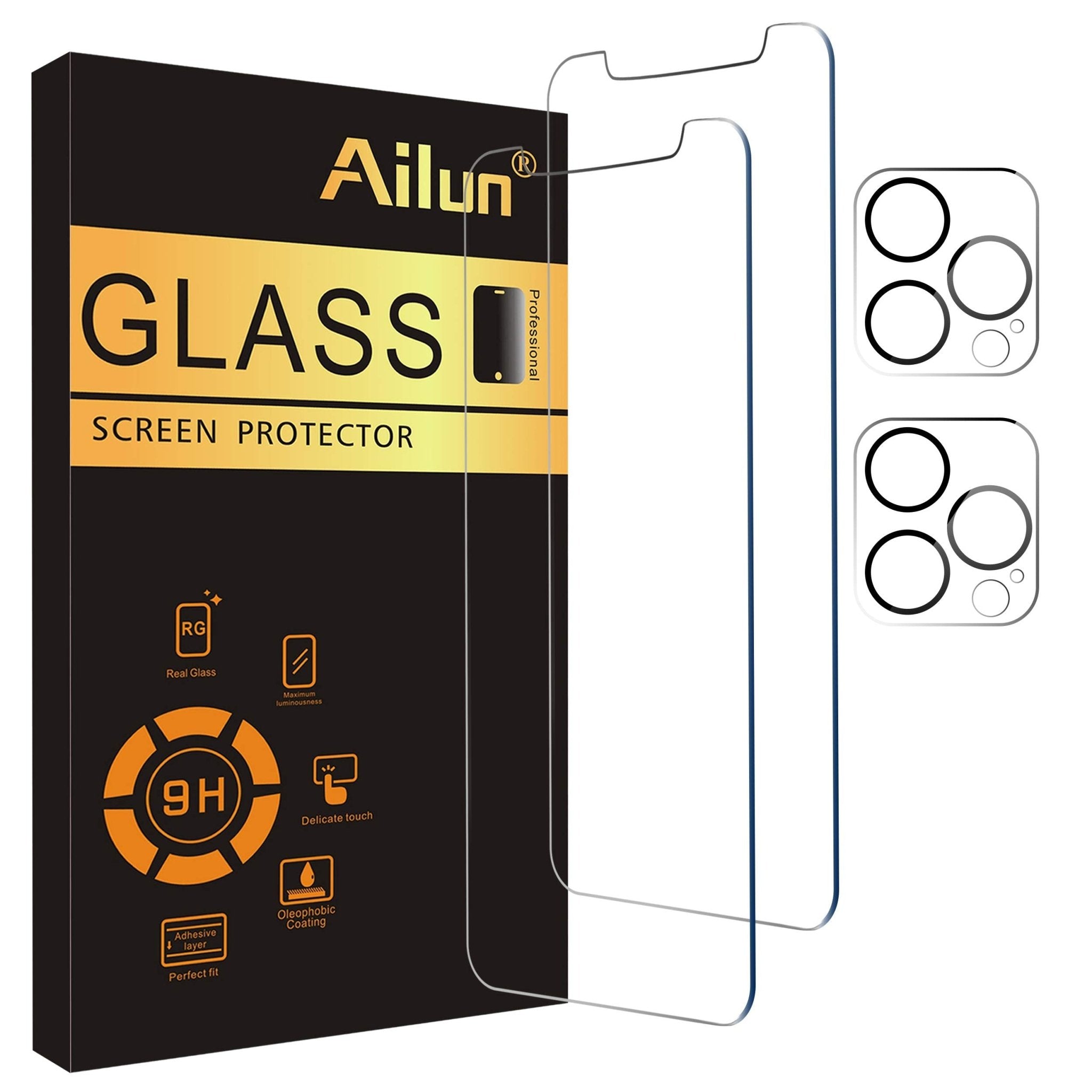 Ailun 3 Pack Screen Protector for iPhone 16 Pro Max [6.9 inch] + 3 Pack Camera Lens Protector with Installation Frame,Sensor Protection,Dynamic Island Compatible,Case Friendly Tempered Glass Film
