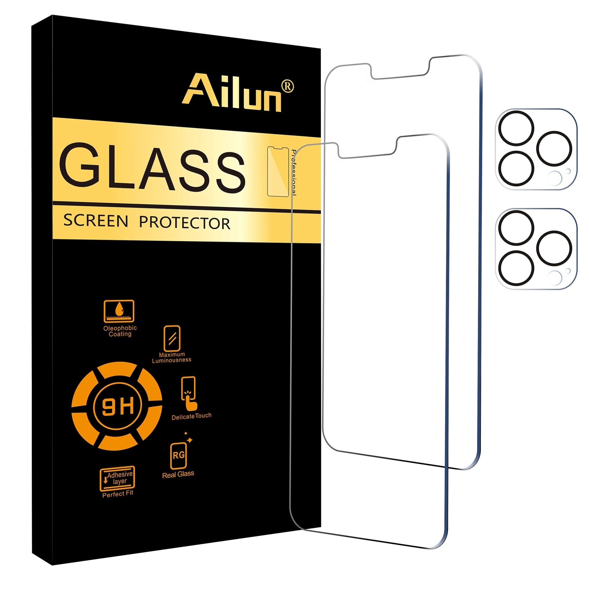 Ailun 3 Pack Screen Protector for iPhone 16 Pro Max [6.9 inch] + 3 Pack Camera Lens Protector with Installation Frame,Sensor Protection,Dynamic Island Compatible,Case Friendly Tempered Glass Film