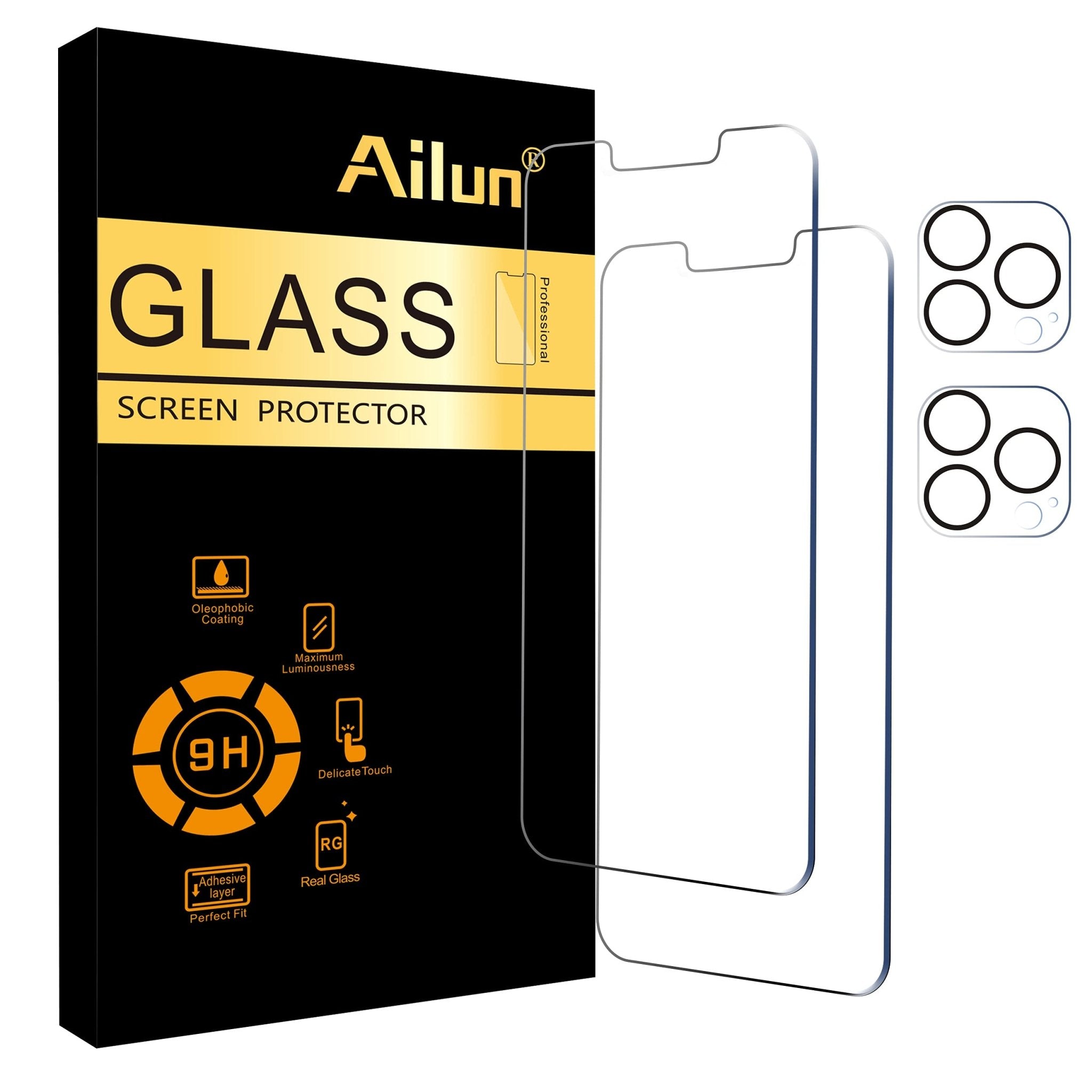 Ailun 3 Pack Screen Protector for iPhone 16 Pro Max [6.9 inch] + 3 Pack Camera Lens Protector with Installation Frame,Sensor Protection,Dynamic Island Compatible,Case Friendly Tempered Glass Film