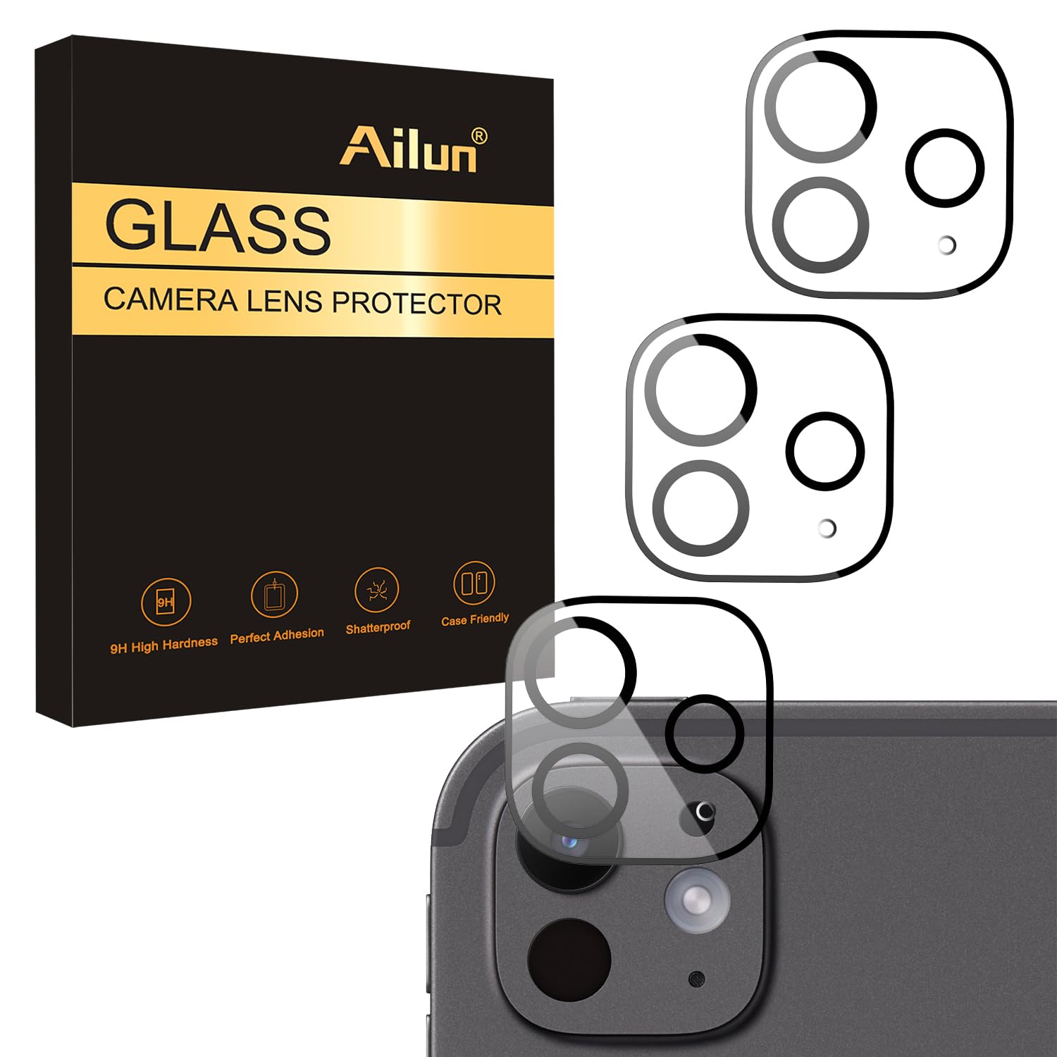 Ailun Camera Lens Protector for iPad Pro 11 Inch 2024 5th Generation and iPad Pro 13 Inch 2024 7th Generation, 9H Hardness,Ultra HD,Anti-Scratch,Case Friendly [Does not Affect Night Shots][3 Pack]