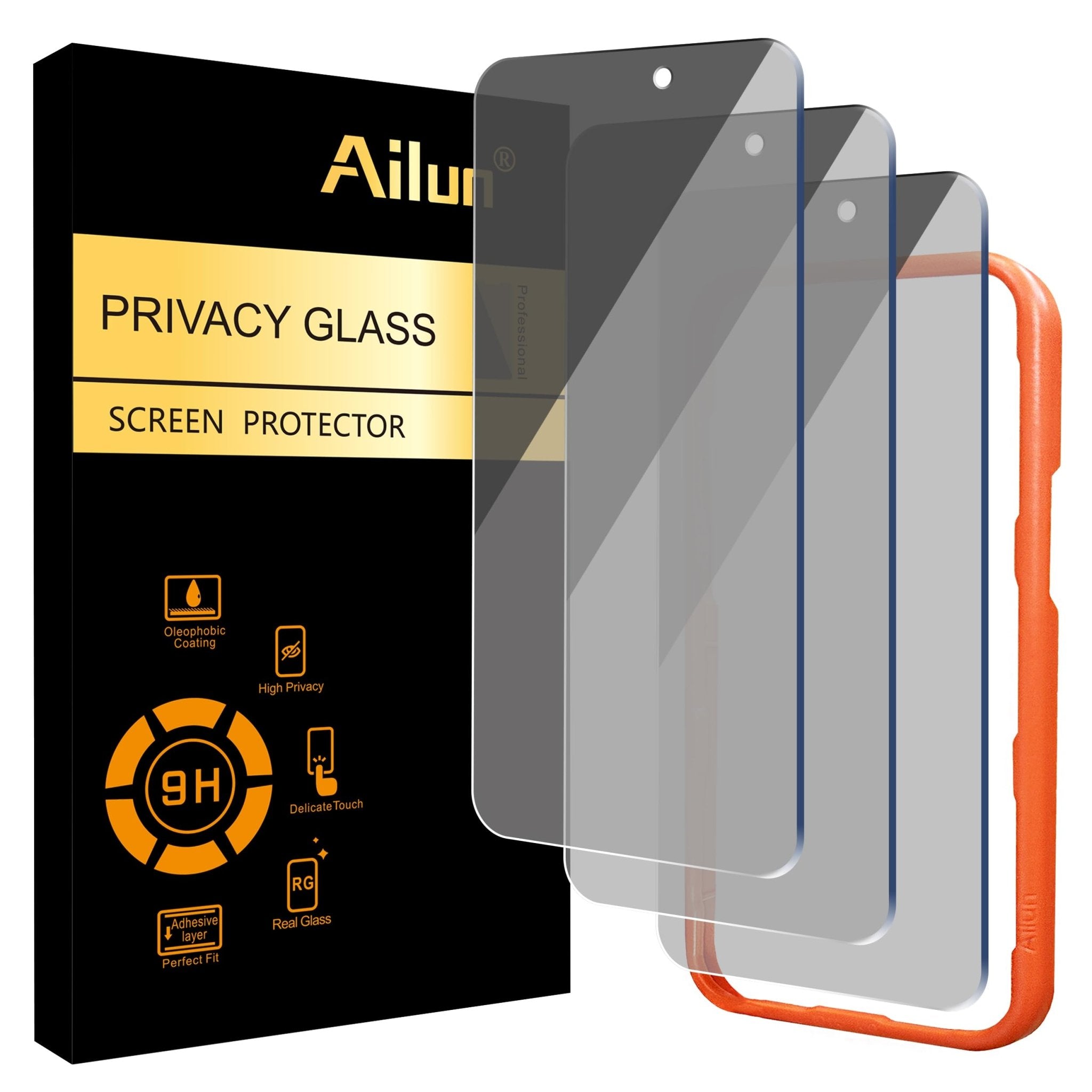 Ailun Privacy Screen Protector for iPhone 16e / iPhone 14 / iPhone 13 / iPhone 13 Pro [6.1 Inch] 2 Pack Anti Spy Private Tempered Glass Anti-Scratch Case Friendly [Not for iPhone 16 6.1 Inch]