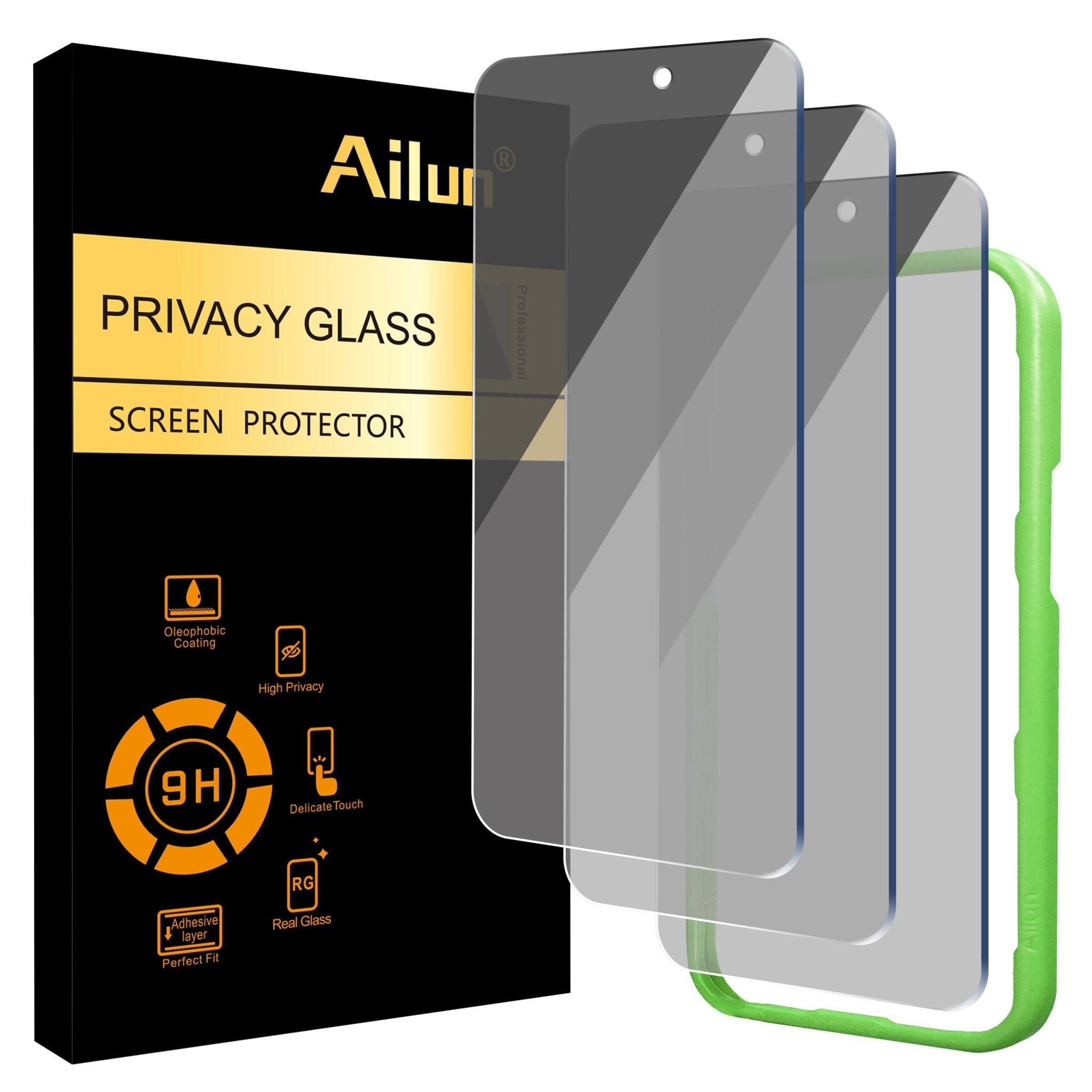 Ailun Privacy Screen Protector for iPhone 16e / iPhone 14 / iPhone 13 / iPhone 13 Pro [6.1 Inch] 2 Pack Anti Spy Private Tempered Glass Anti-Scratch Case Friendly [Not for iPhone 16 6.1 Inch]