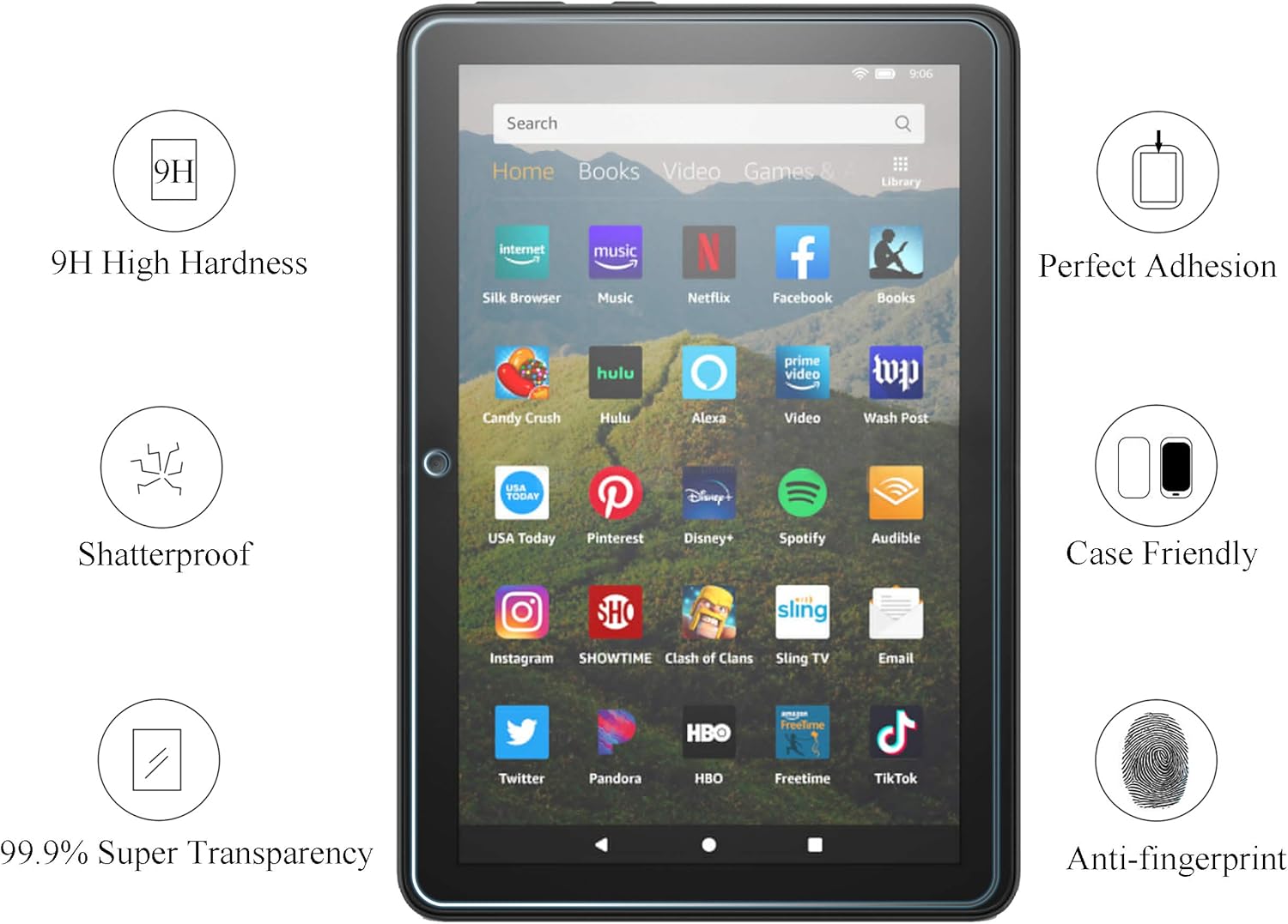 Ailun Screen Protector for Amazon Kindle Fire HD 8/8 Plus/Kids [8 inch] 2022&2020 Released - 0.33mm Tempered Glass, Ultra Clear, Anti-Scratch, Case Friendly