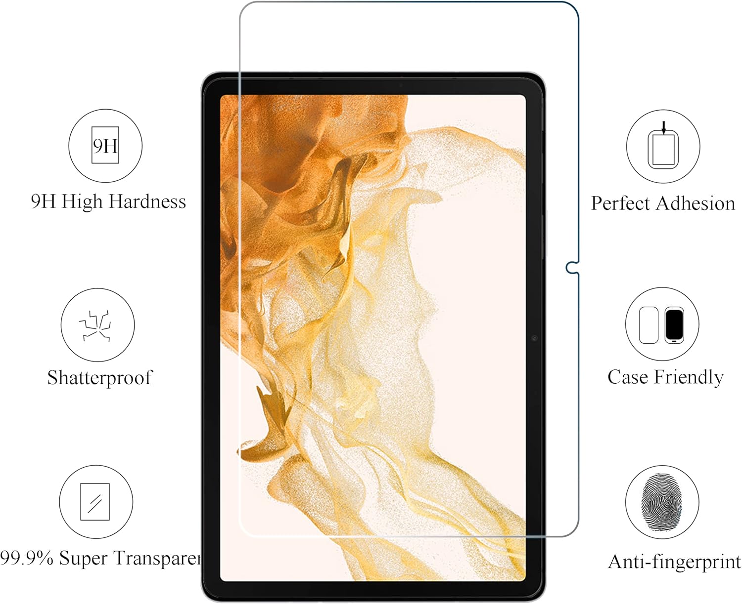 Ailun Screen Protector for Galaxy Tab S8 Plus/S7 FE/S7+, 12.4 inch 2Pack Tempered Glass 9H Hardness 2.5D Edge Ultra Clear Anti Scratch Case Friendly