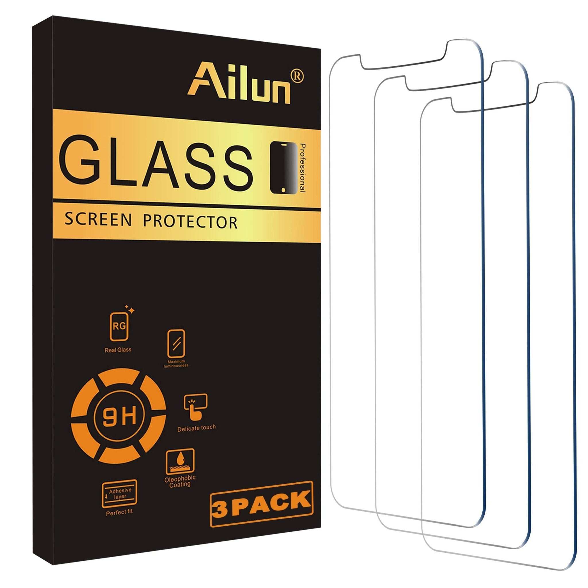 Ailun Screen Protector for iPhone 16e / iPhone 14 / iPhone 13 / iPhone 13 Pro [6.1 Inch] Display 3 Pack Tempered Glass, Case Friendly [Not for iPhone 16 6.1 Inch]