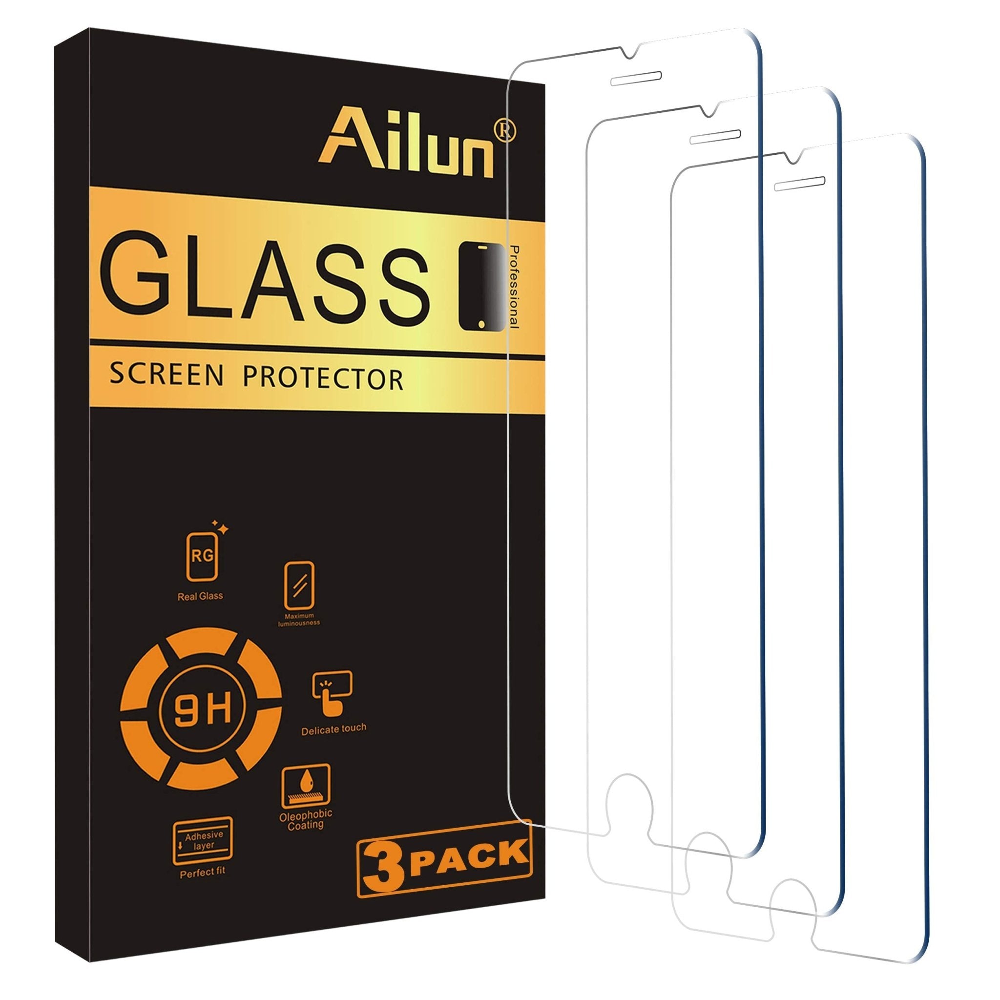 Ailun Screen Protector for iPhone 16e / iPhone 14 / iPhone 13 / iPhone 13 Pro [6.1 Inch] Display 3 Pack Tempered Glass, Case Friendly [Not for iPhone 16 6.1 Inch]