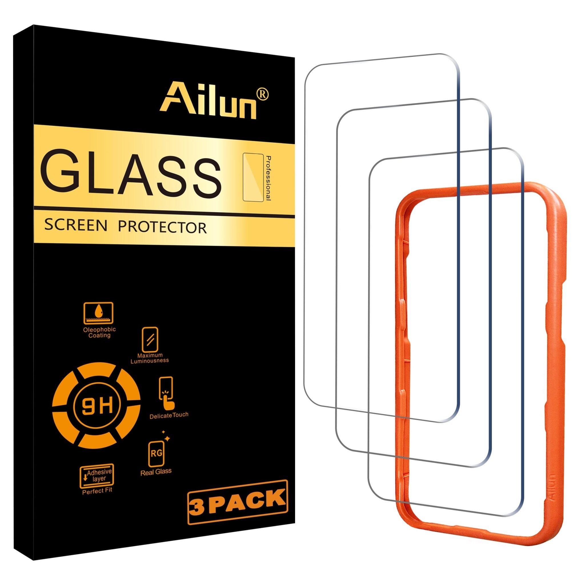 Ailun Screen Protector for iPhone 16e / iPhone 14 / iPhone 13 / iPhone 13 Pro [6.1 Inch] Display 3 Pack Tempered Glass, Case Friendly [Not for iPhone 16 6.1 Inch]