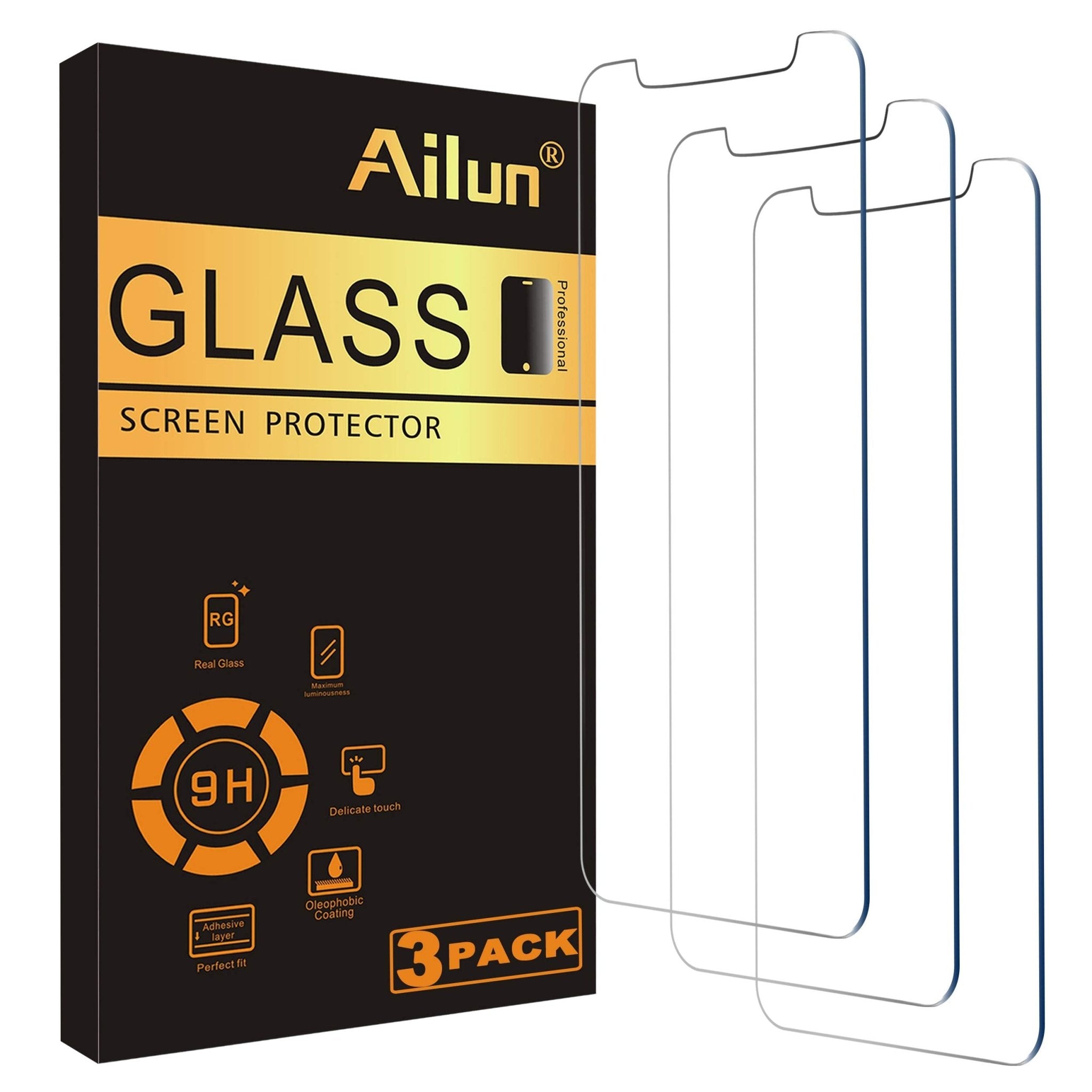 Ailun Screen Protector for iPhone 16e / iPhone 14 / iPhone 13 / iPhone 13 Pro [6.1 Inch] Display 3 Pack Tempered Glass, Case Friendly [Not for iPhone 16 6.1 Inch]