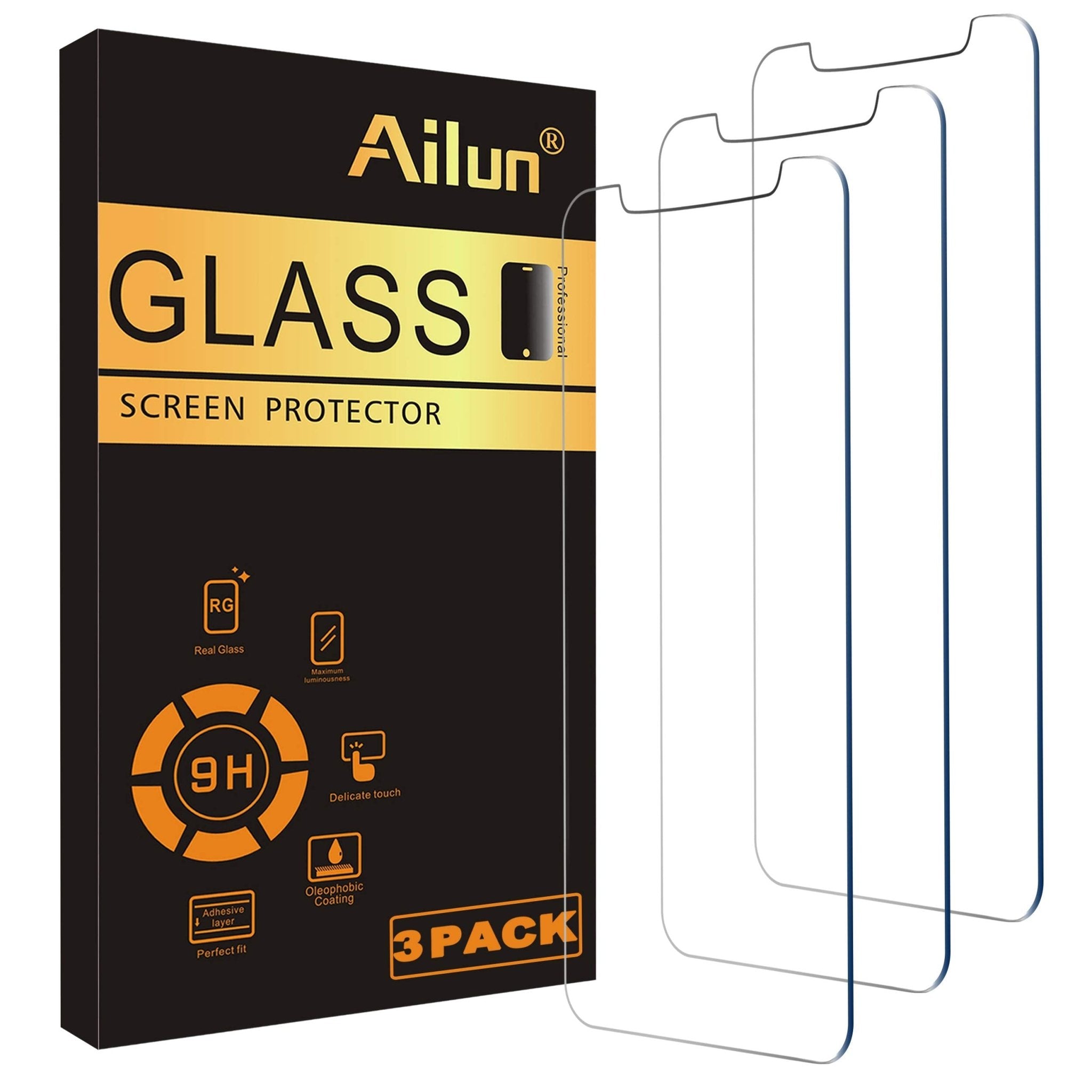 Ailun Screen Protector for iPhone 16e / iPhone 14 / iPhone 13 / iPhone 13 Pro [6.1 Inch] Display 3 Pack Tempered Glass, Case Friendly [Not for iPhone 16 6.1 Inch]