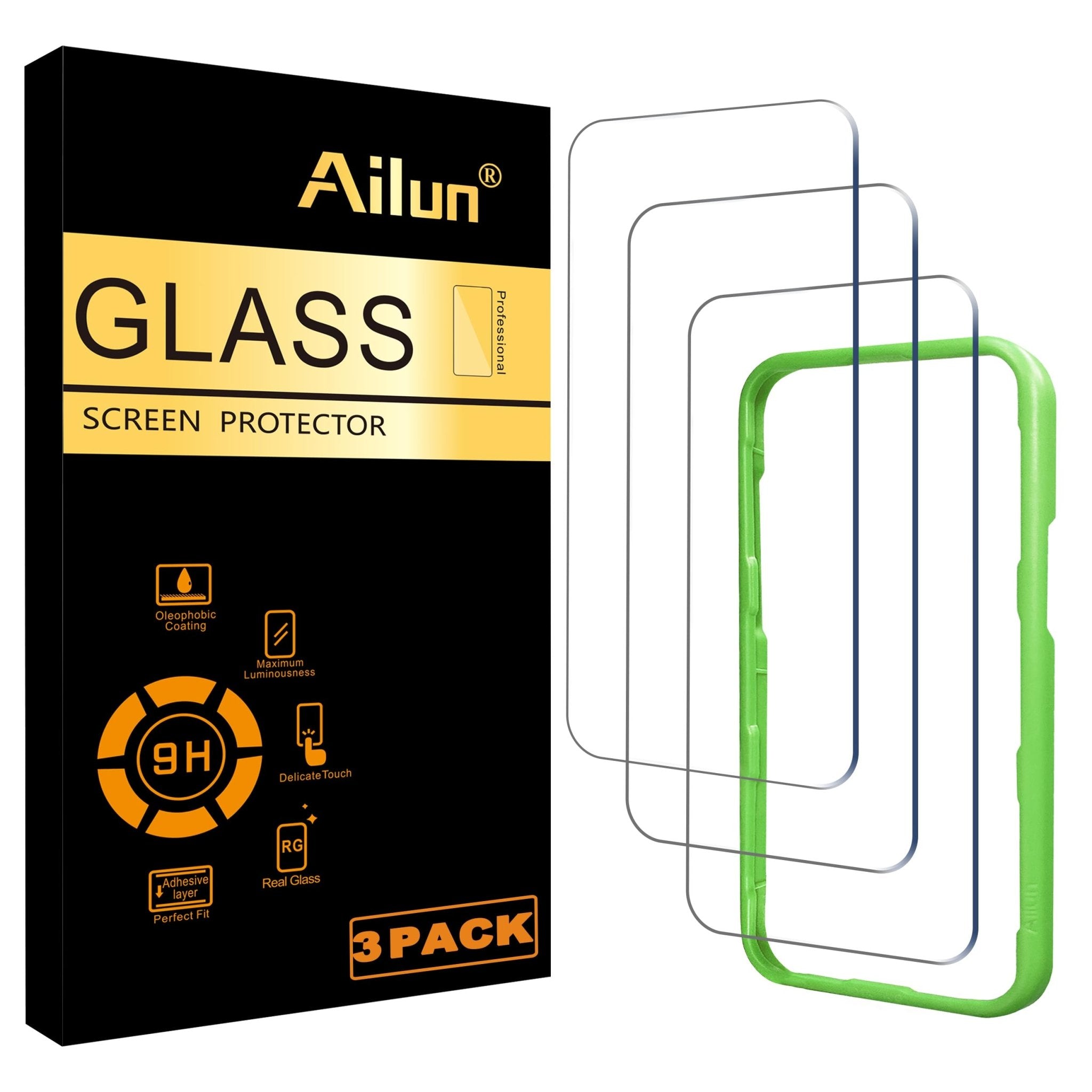 Ailun Screen Protector for iPhone 16e / iPhone 14 / iPhone 13 / iPhone 13 Pro [6.1 Inch] Display 3 Pack Tempered Glass, Case Friendly [Not for iPhone 16 6.1 Inch]