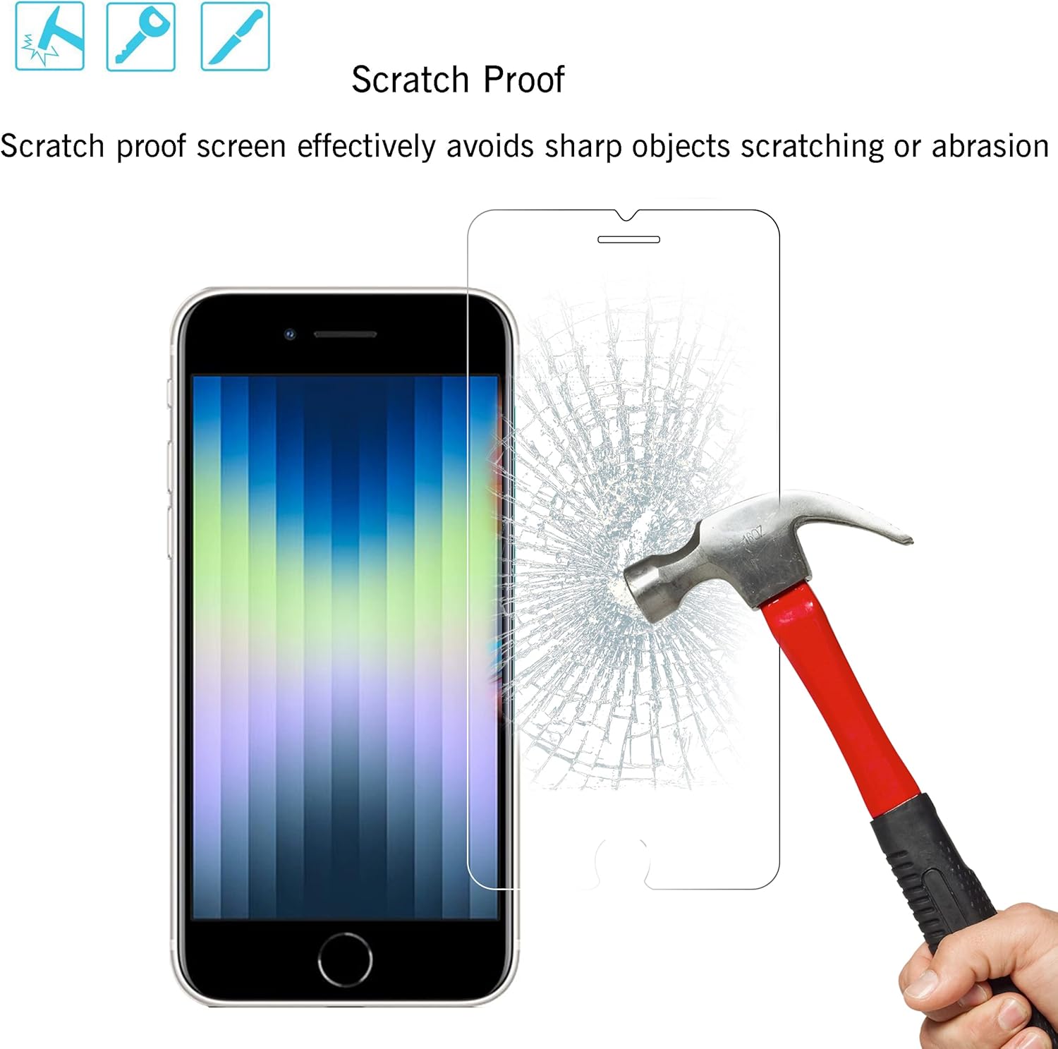 Ailun Screen Protector for iPhone SE 2022 3rd Generation, [3Pack] Case Friendly Tempered Glass