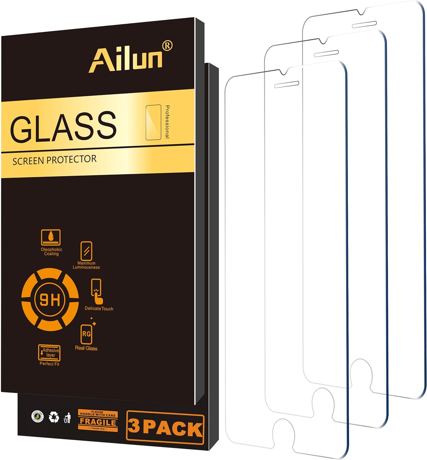 Ailun Screen Protector for iPhone SE 2022 3rd Generation, [3Pack] Case Friendly Tempered Glass