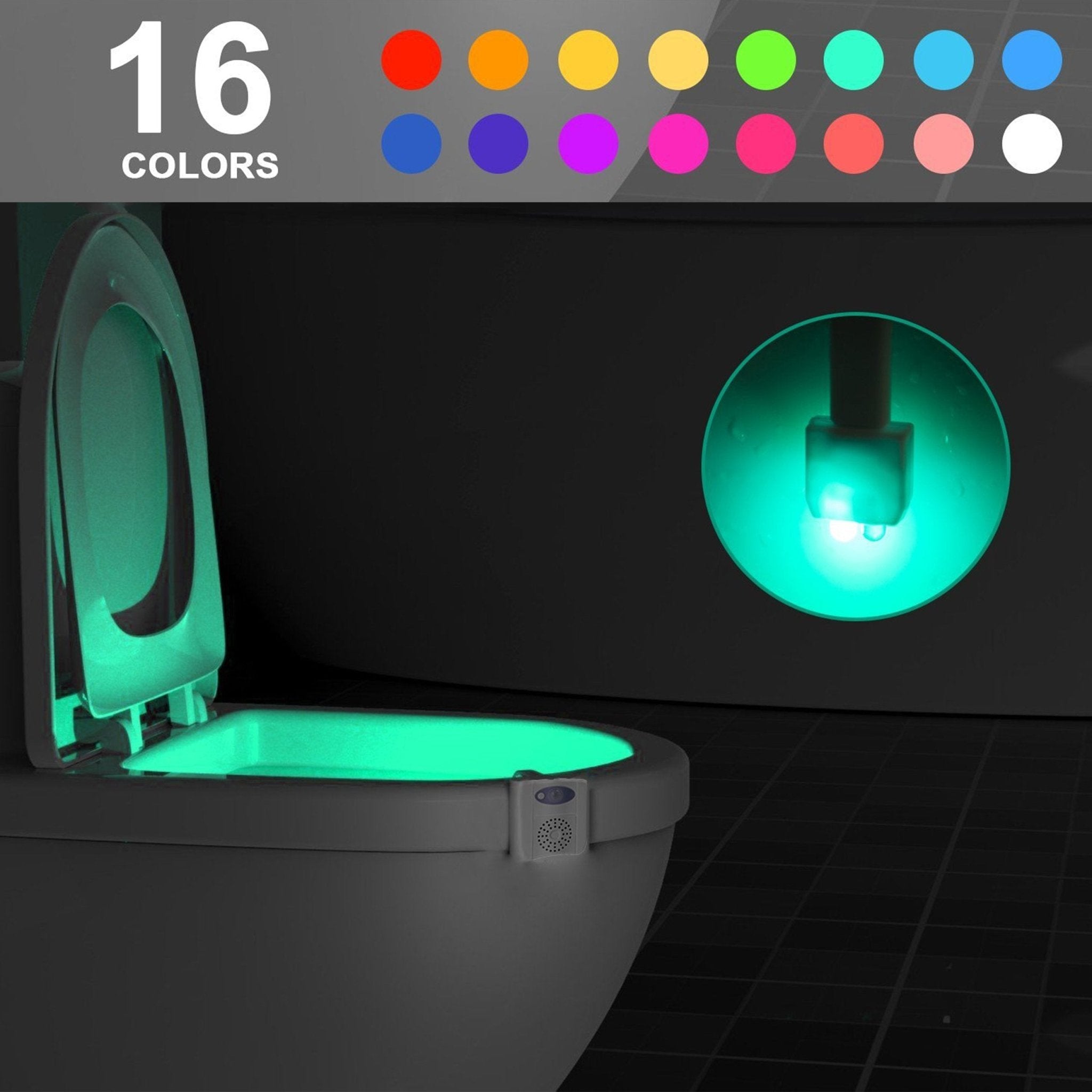 Ailun Toilet Night Light Motion Activated LED Light 16 Colors Changing Toilet Bowl Illuminate Nightlight for Bathroom Battery Not Included Perfect Decorating Combination with Faucet Light [2 Pack]