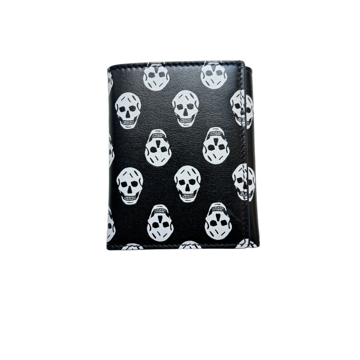 Alexander McQueen Biker Skull Printed Leather Trifold Wallet