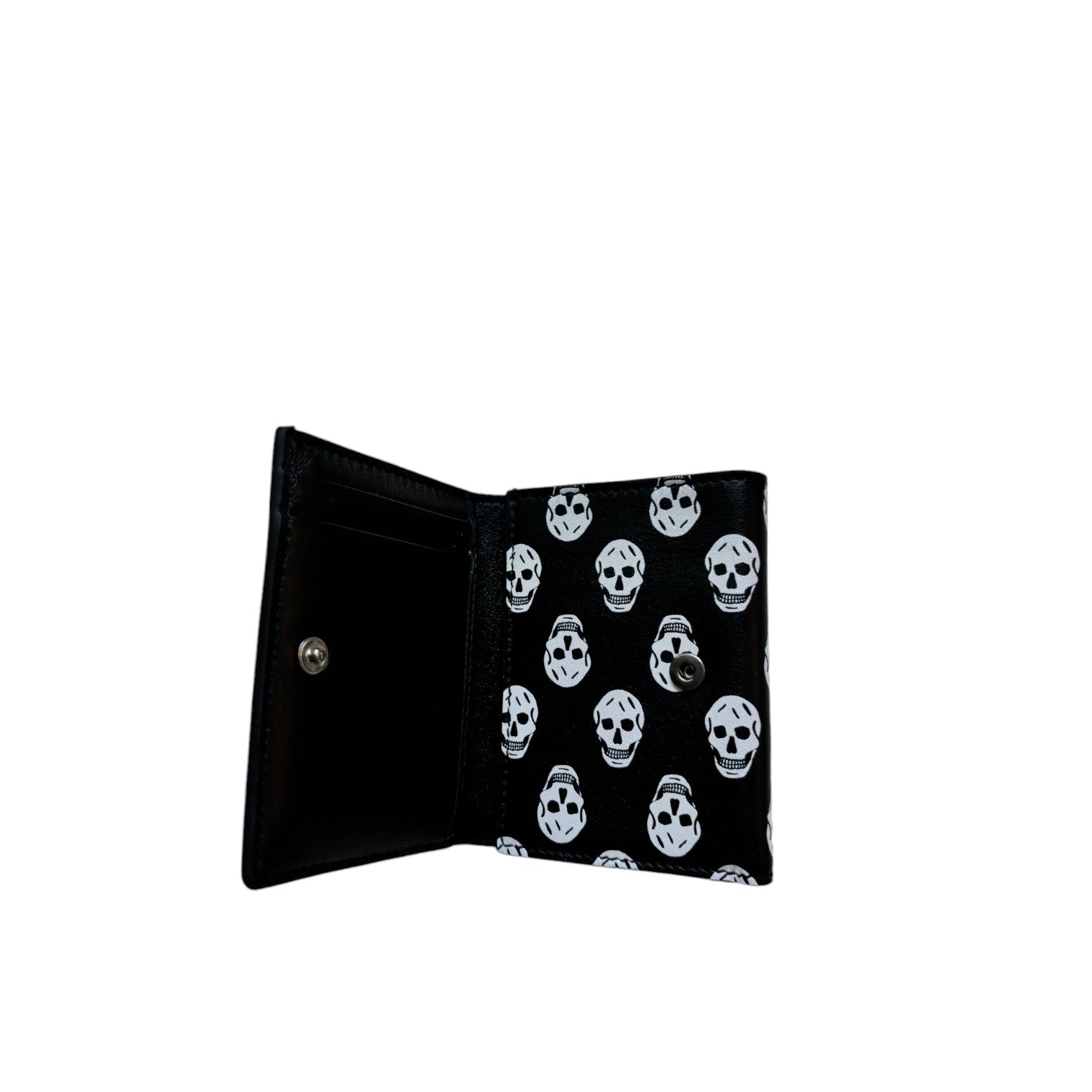Alexander McQueen Biker Skull Printed Leather Trifold Wallet