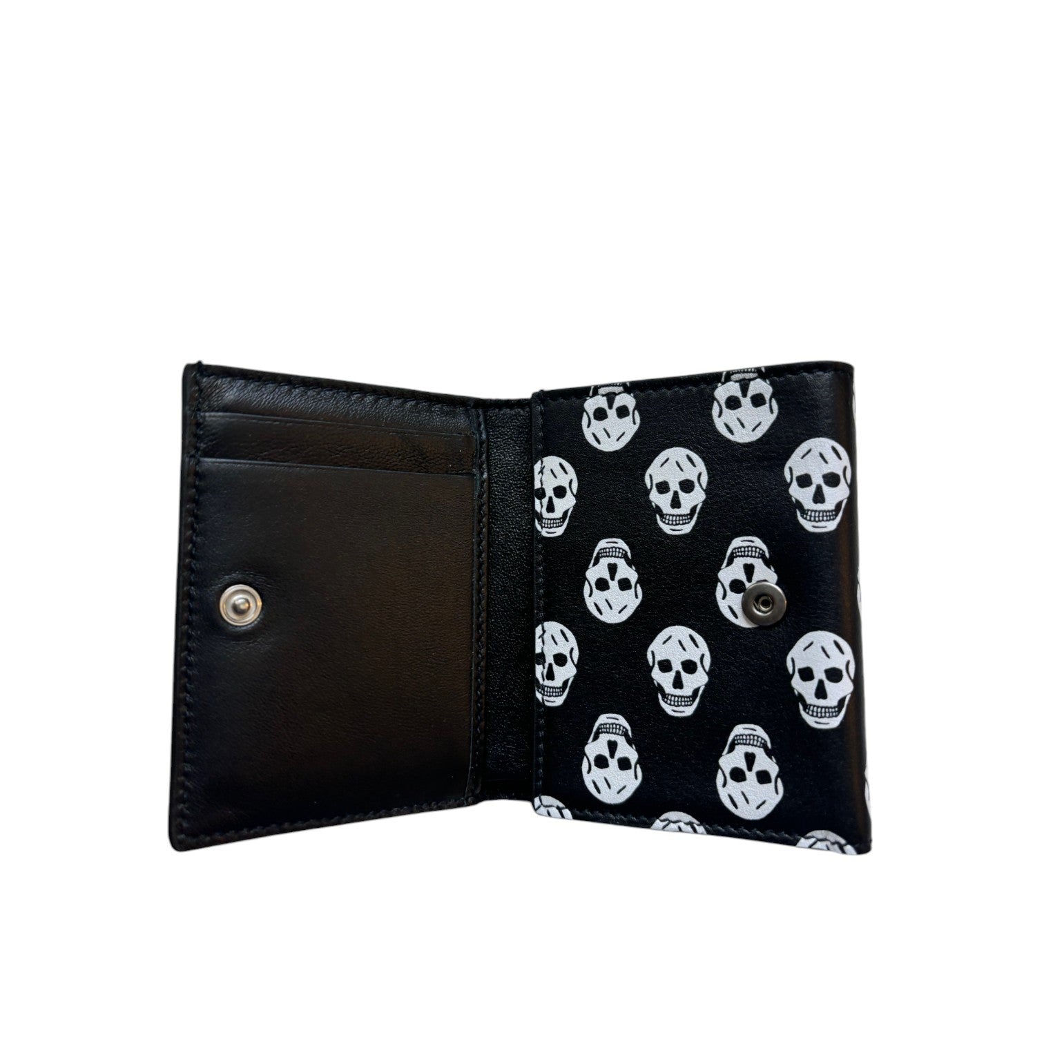 Alexander McQueen Biker Skull Printed Leather Trifold Wallet