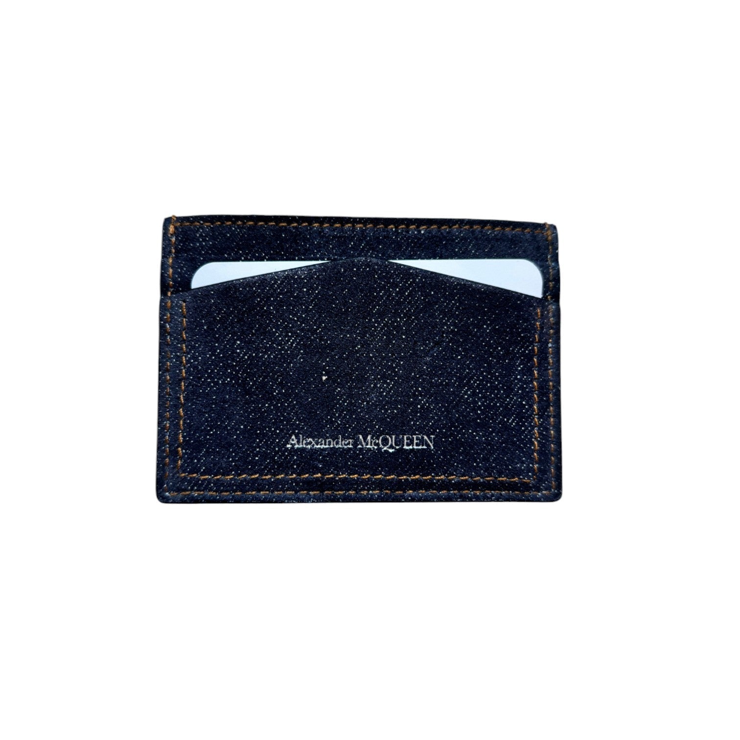 Alexander McQueen Skull Denim Effect Leather Cardholder