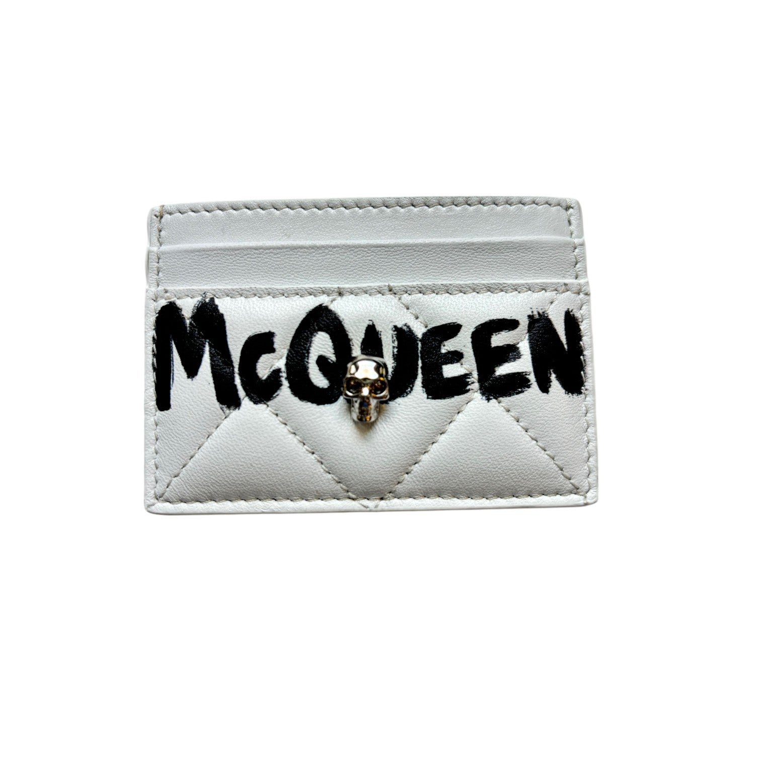 Alexander McQueen Quilted Leather White/Black Card Holder