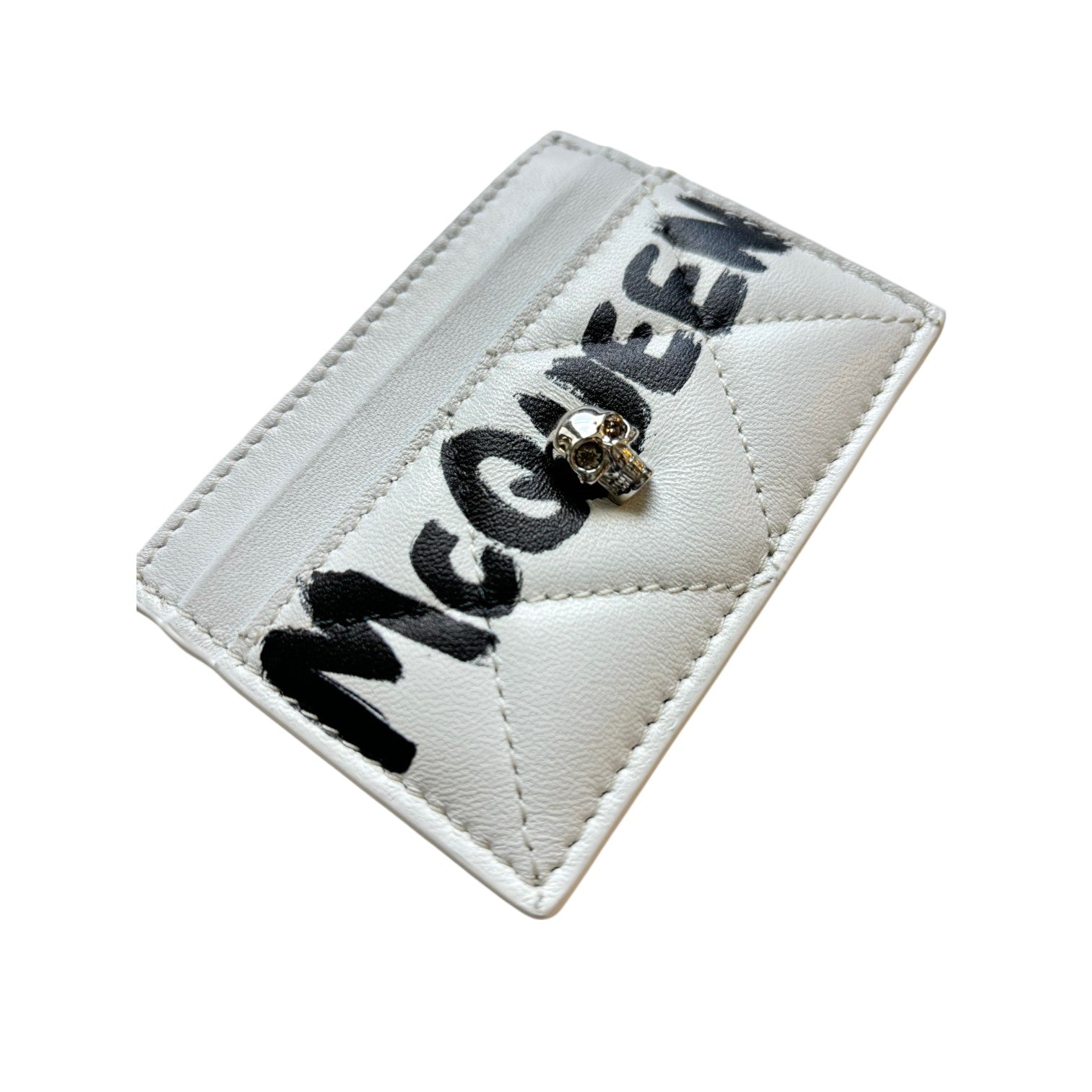 Alexander McQueen Quilted Leather White/Black Card Holder