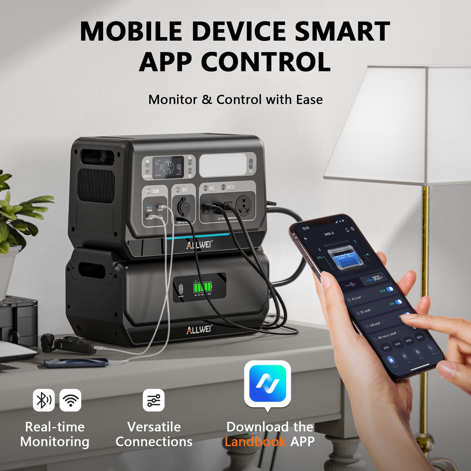 ALLWEI Portable Power Station 300W, 280Wh Solar Generator with 110V Pure Sine Wave AC Outlet, Backup Lithium Battery Generator for CPAP Outdoor RV Camping Emergency Home Use