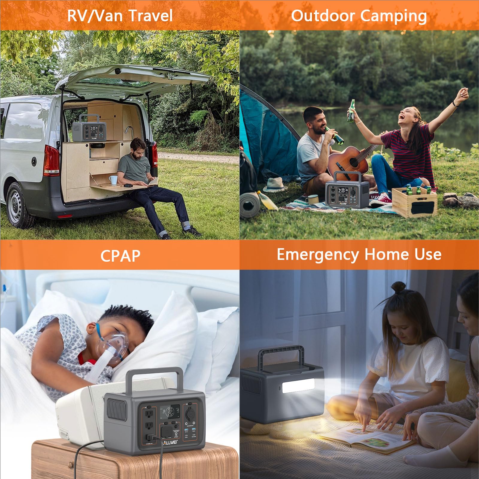 ALLWEI Portable Power Station 300W, 280Wh Solar Generator with 110V Pure Sine Wave AC Outlet, Backup Lithium Battery Generator for CPAP Outdoor RV Camping Emergency Home Use