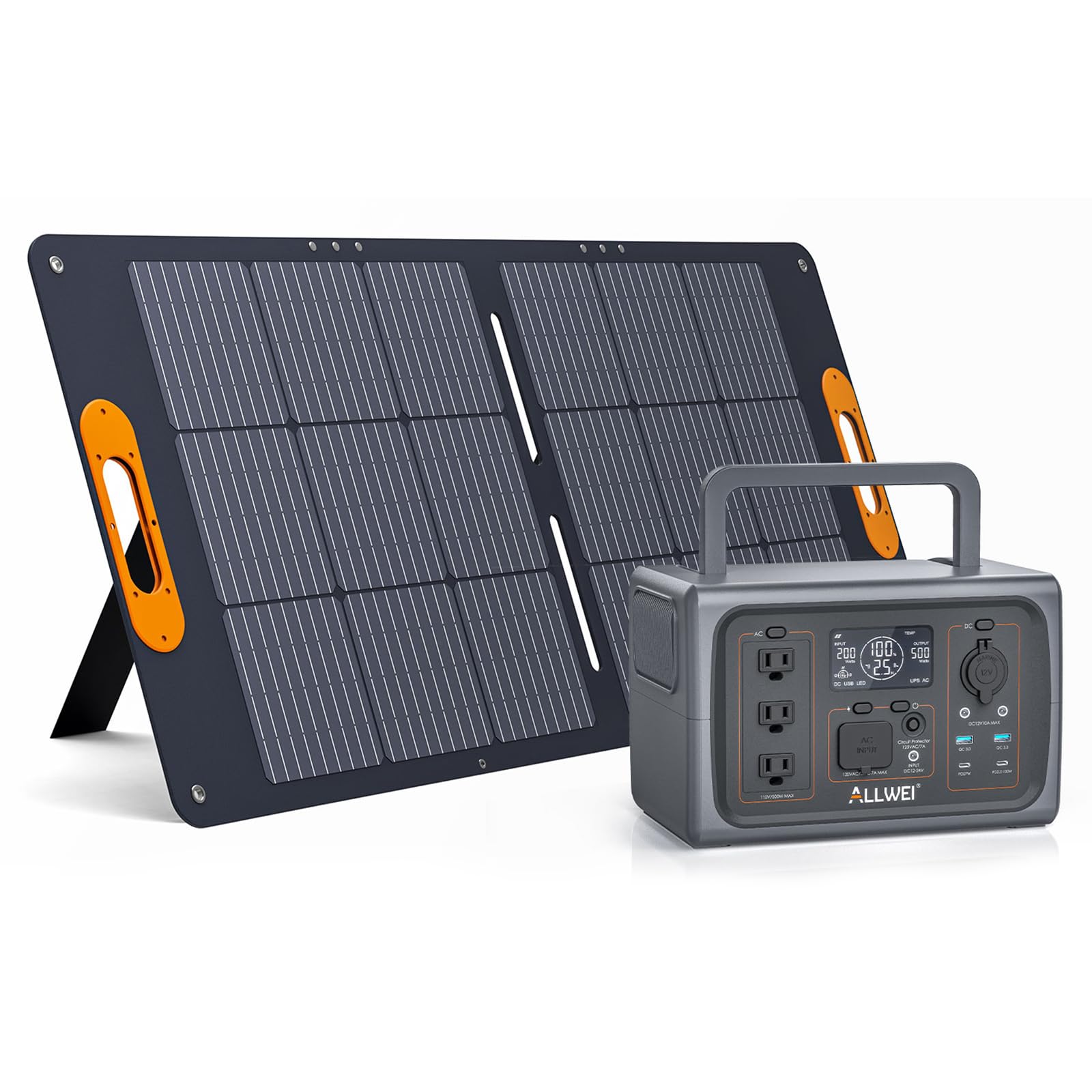 ALLWEI Portable Power Station 300W, 280Wh Solar Generator with 110V Pure Sine Wave AC Outlet, Backup Lithium Battery Generator for CPAP Outdoor RV Camping Emergency Home Use