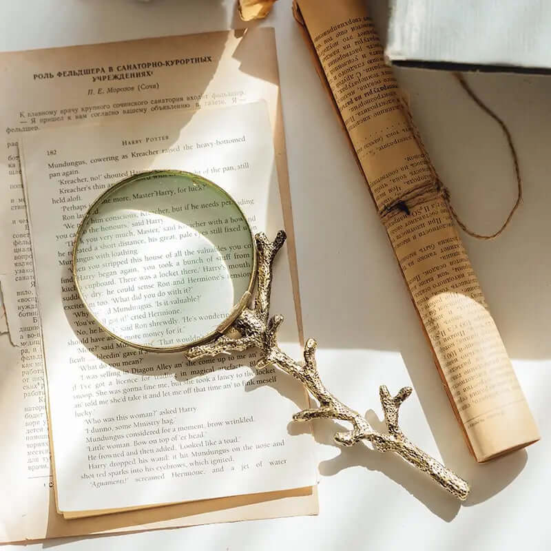 Antique-Style Gold Branch Magnifying Glass
